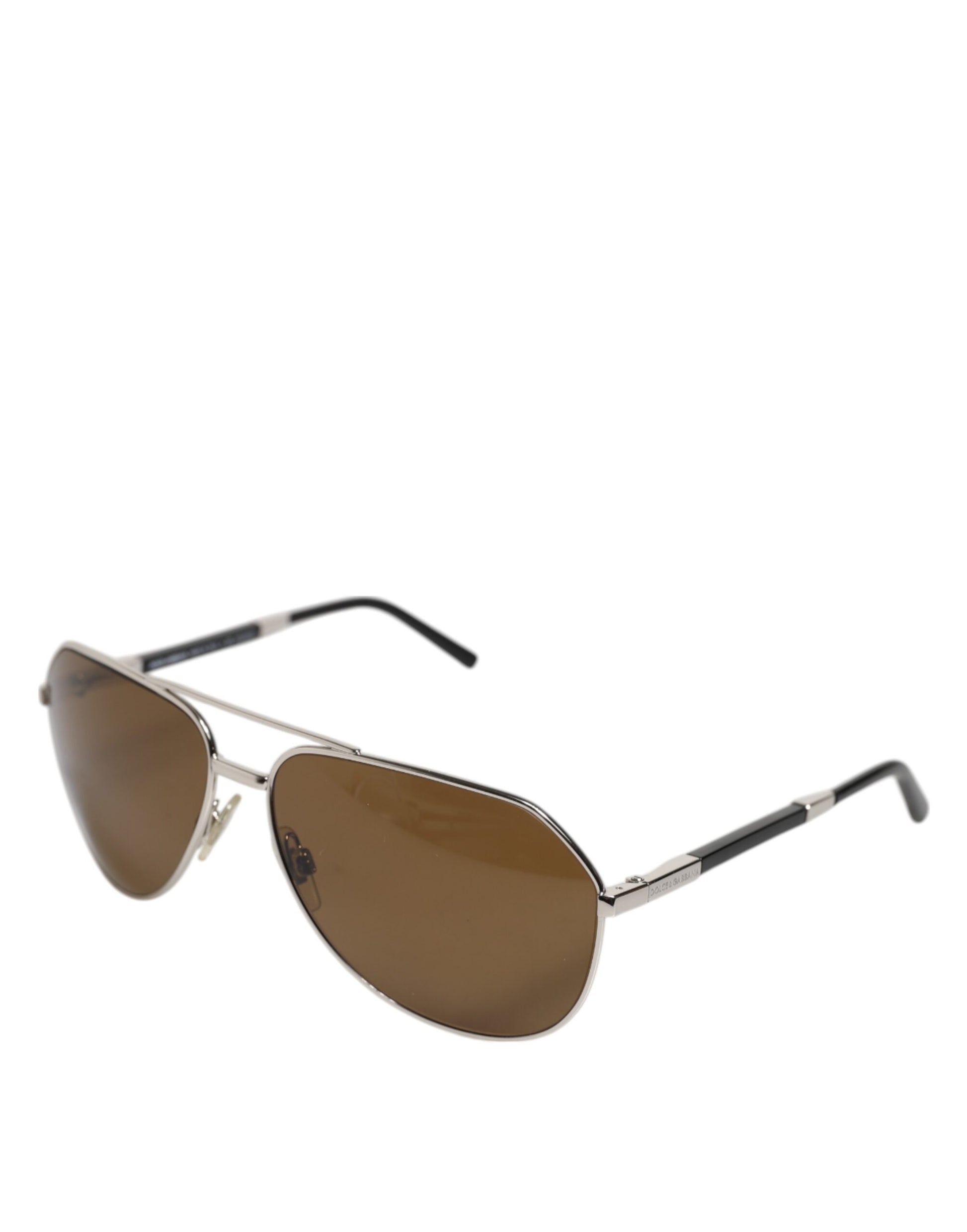 Dolce & Gabbana DG2073 Silver Steel Classic Pilot Brown Lens Sunglasses Dolce & Gabbana