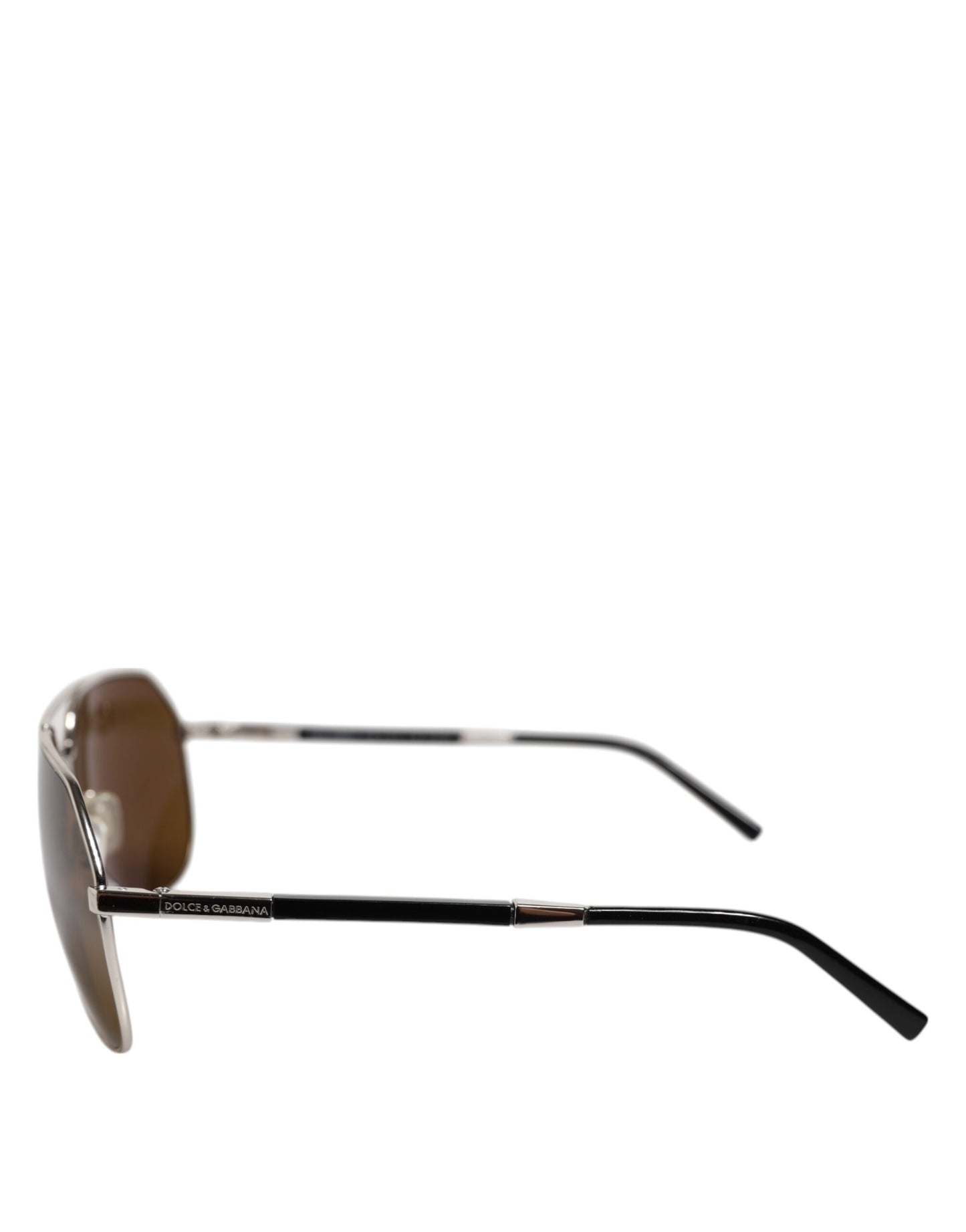 Dolce & Gabbana DG2073 Silver Steel Classic Pilot Brown Lens Sunglasses Dolce & Gabbana
