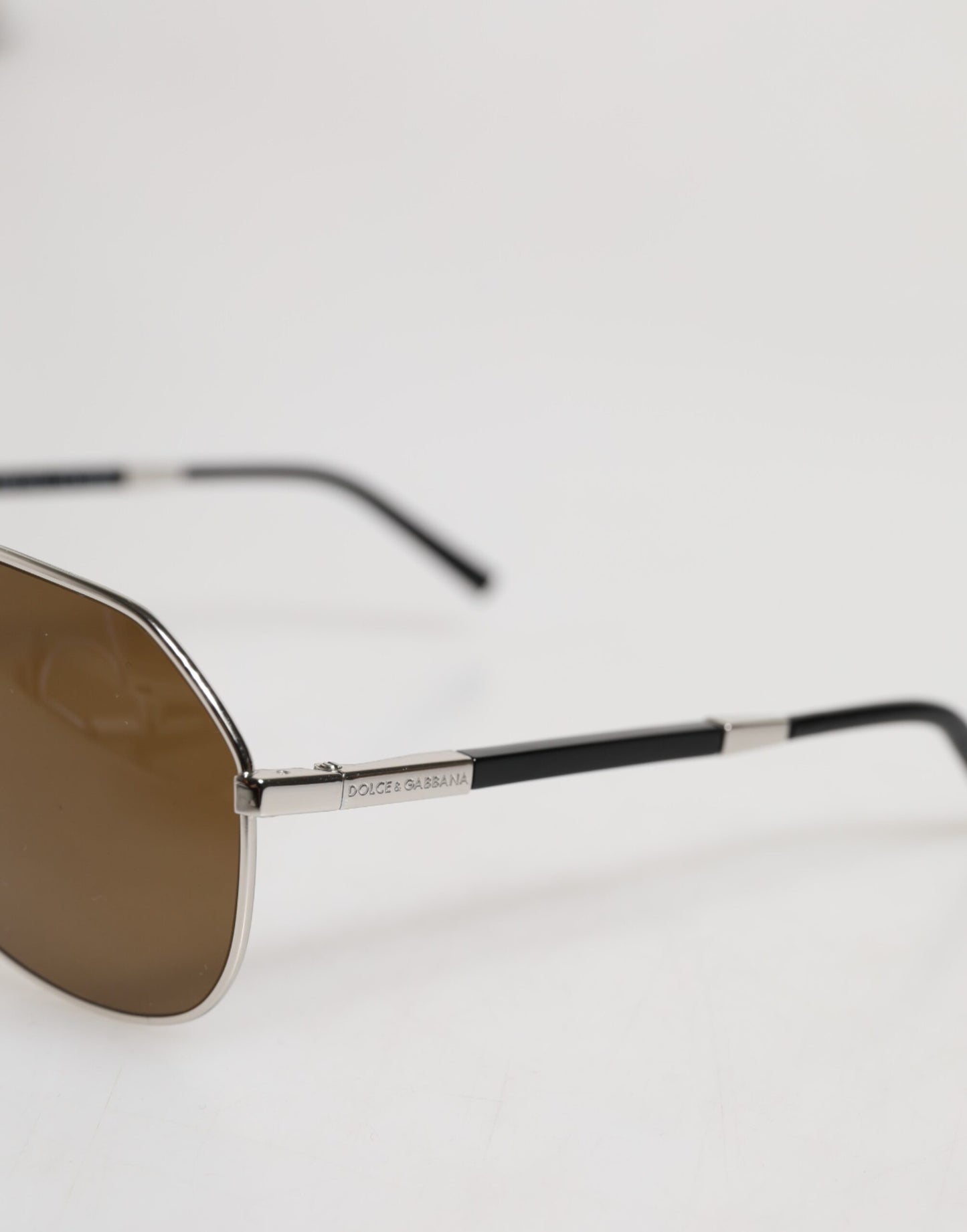 Dolce & Gabbana DG2073 Silver Steel Classic Pilot Brown Lens Sunglasses Dolce & Gabbana