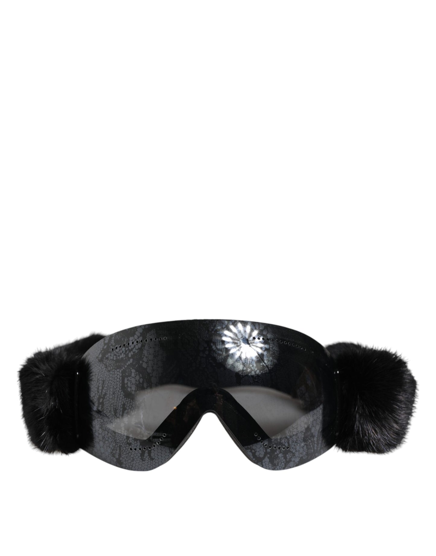 Dolce & Gabbana Black Bi0759 Lace Mirrored Ski Goggles Mask Sunglasses Dolce & Gabbana