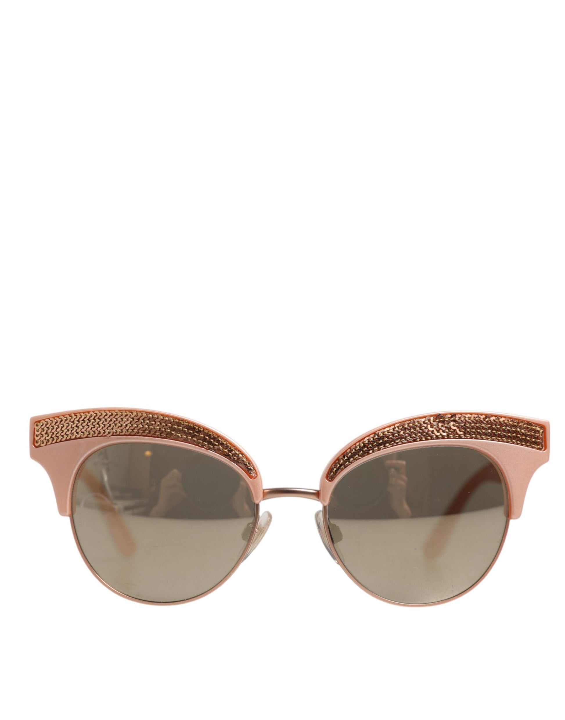 Dolce & Gabbana Pink Gold Mirrored Cat Eye DG6109 Sequined Sunglasses Dolce & Gabbana