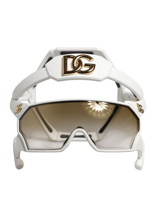 Dolce & Gabbana White Acetate Next Generation Mask Eyewear Sunglasses Dolce & Gabbana