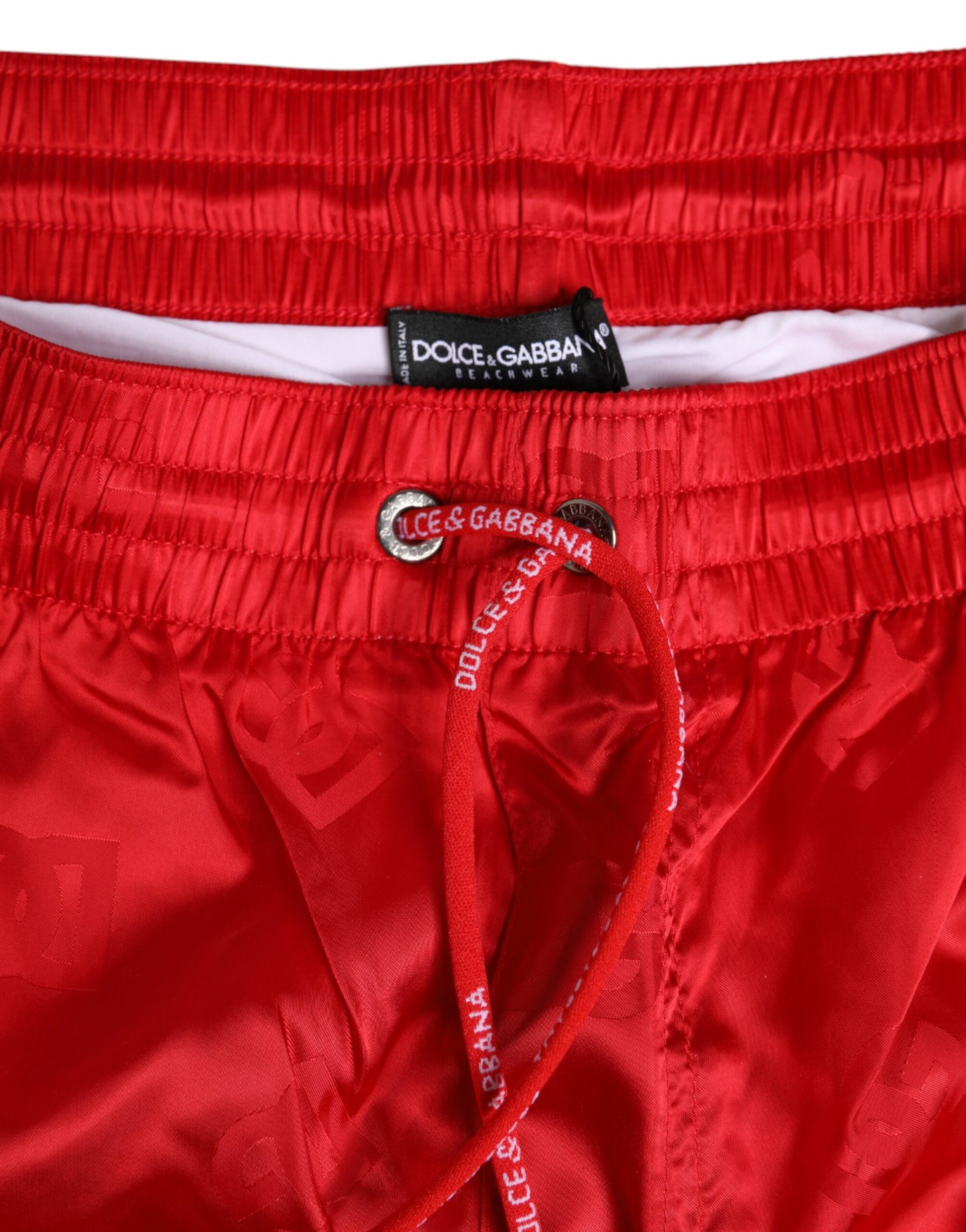 Dolce & Gabbana Red Nylon Drawstring Beachwear Shorts Swimwear Dolce & Gabbana