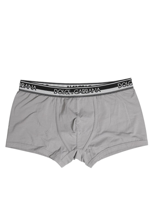 Dolce & Gabbana Gray Cotton Stretch Regular Boxer Underwear Dolce & Gabbana