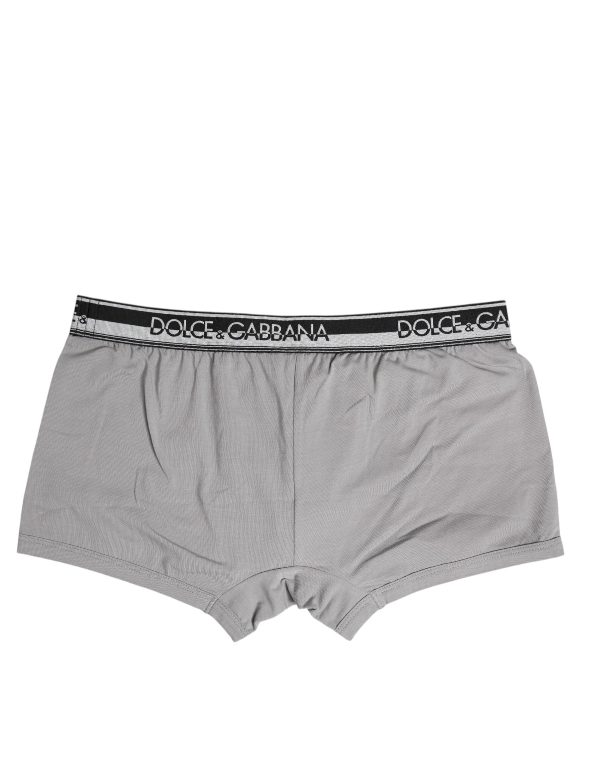 Dolce & Gabbana Gray Cotton Stretch Regular Boxer Underwear Dolce & Gabbana