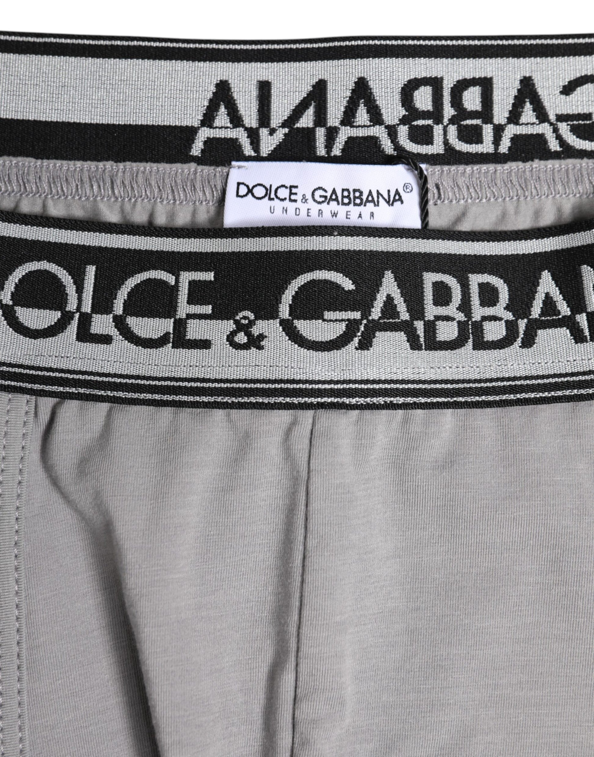 Dolce & Gabbana Gray Cotton Stretch Regular Boxer Underwear Dolce & Gabbana