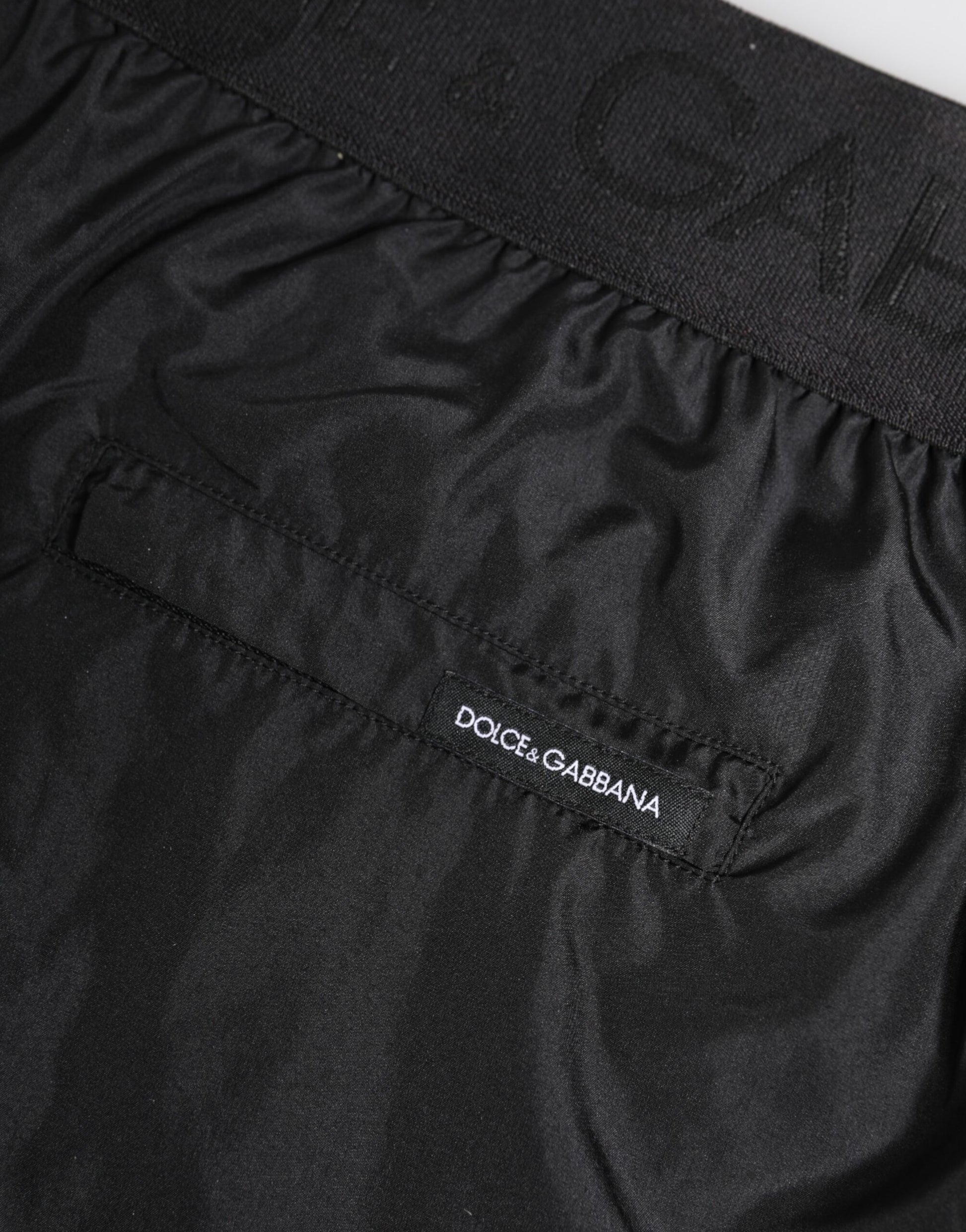 Dolce & Gabbana Black Logo Print Beachwear Men Shorts Swimwear Dolce & Gabbana