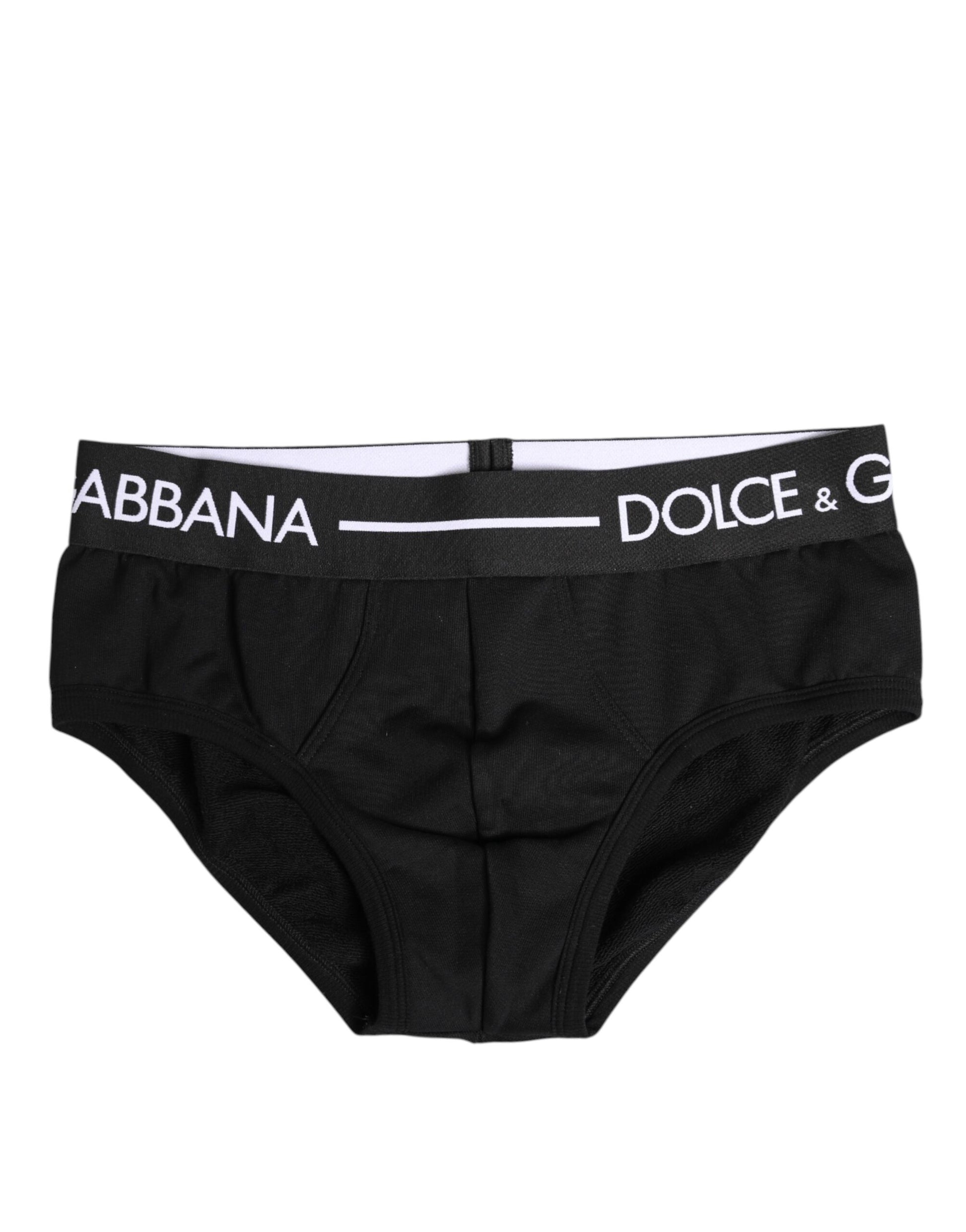 Dolce & Gabbana Black Cotton Stretch Regular Brief Underwear Dolce & Gabbana