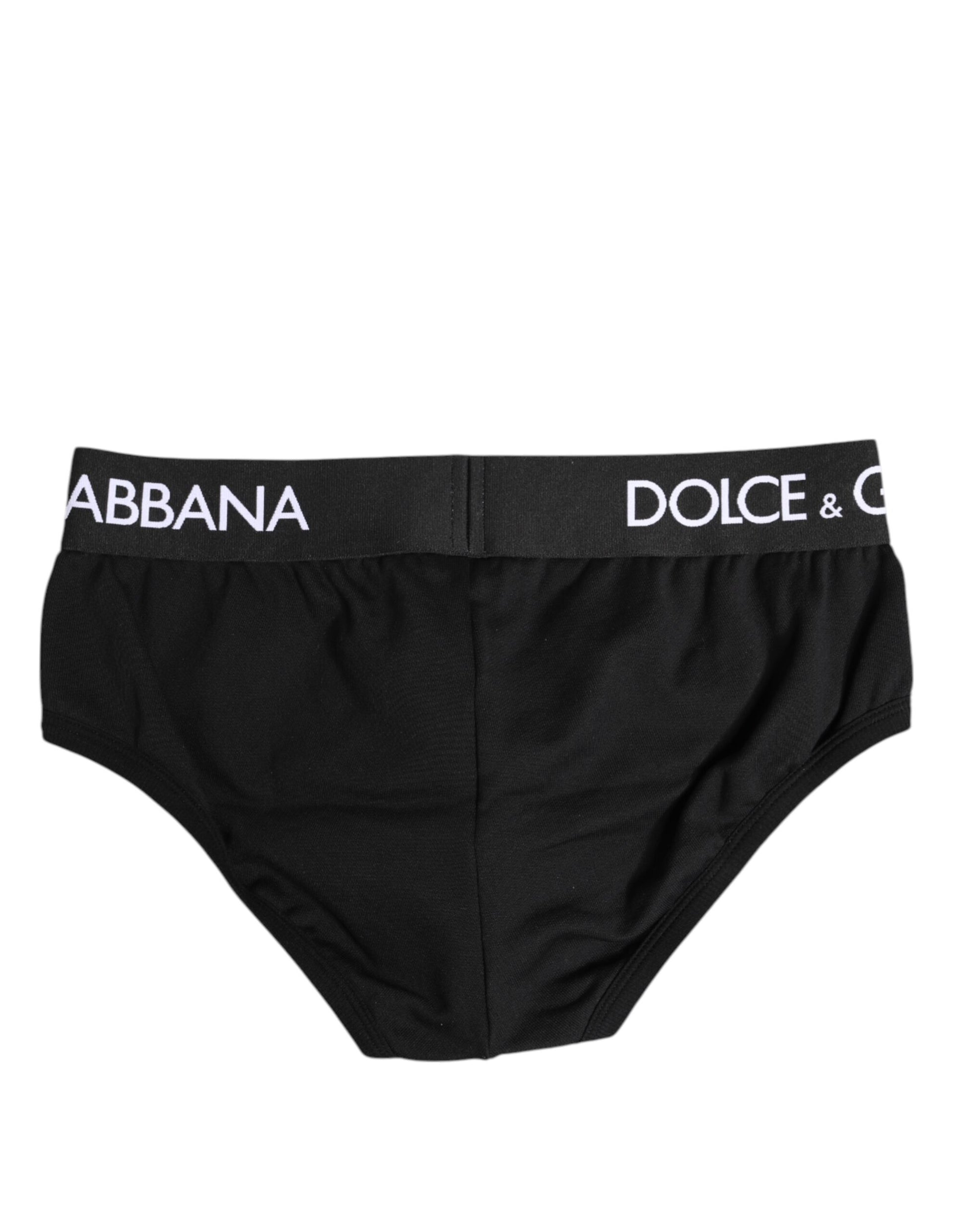 Dolce & Gabbana Black Cotton Stretch Regular Brief Underwear Dolce & Gabbana