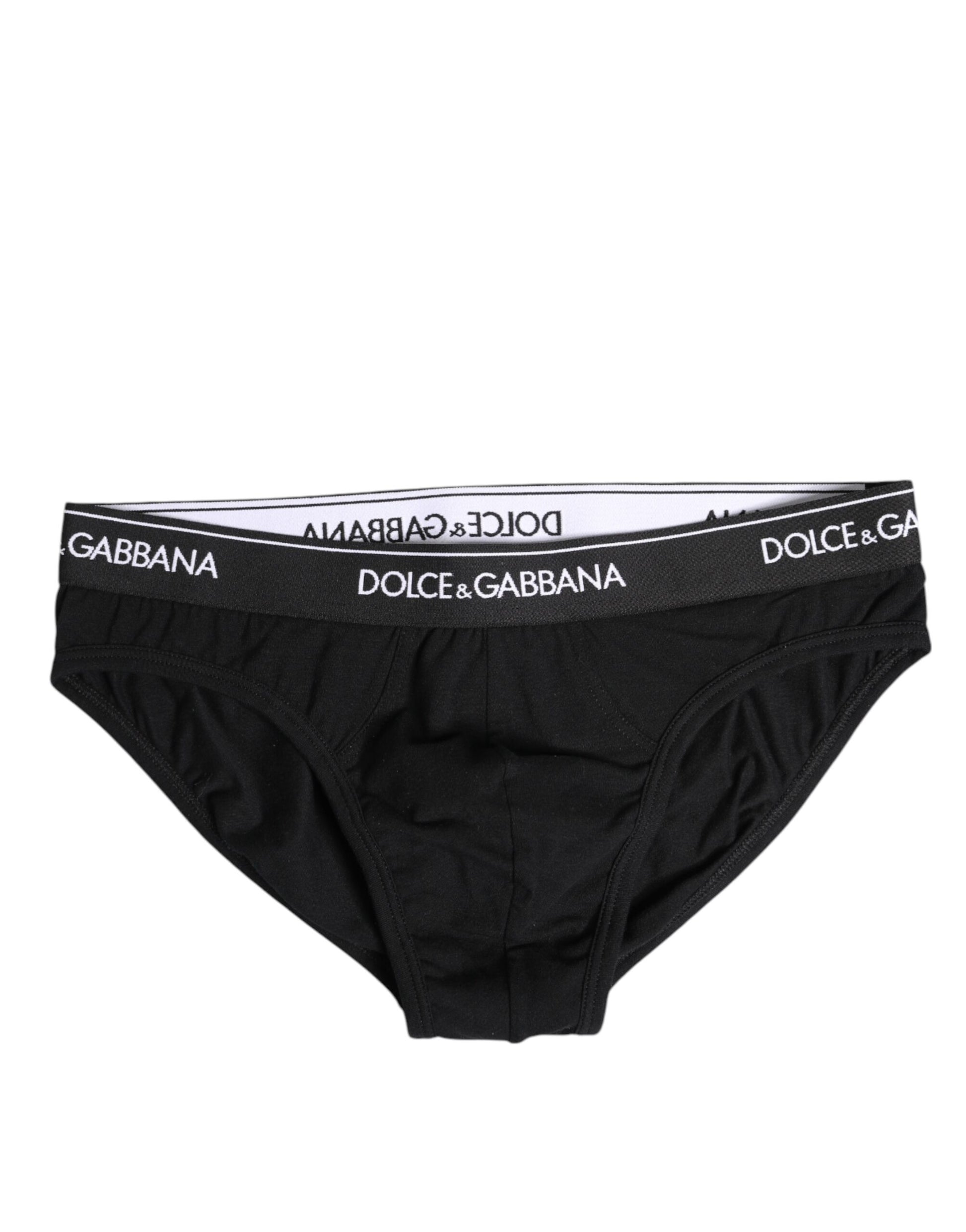Dolce & Gabbana Black Cotton Stretch Regular Brief Underwear Dolce & Gabbana