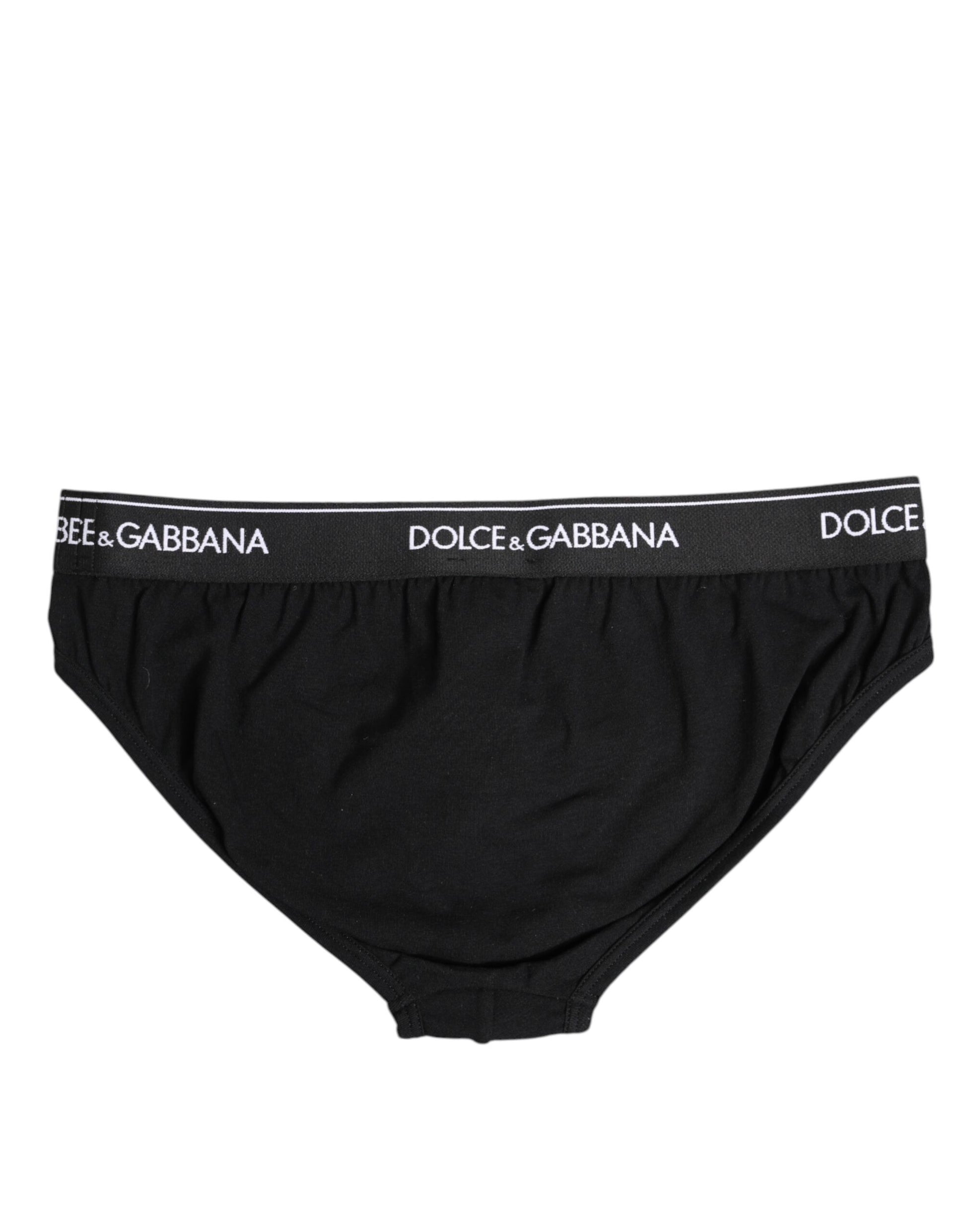 Dolce & Gabbana Black Cotton Stretch Regular Brief Underwear Dolce & Gabbana
