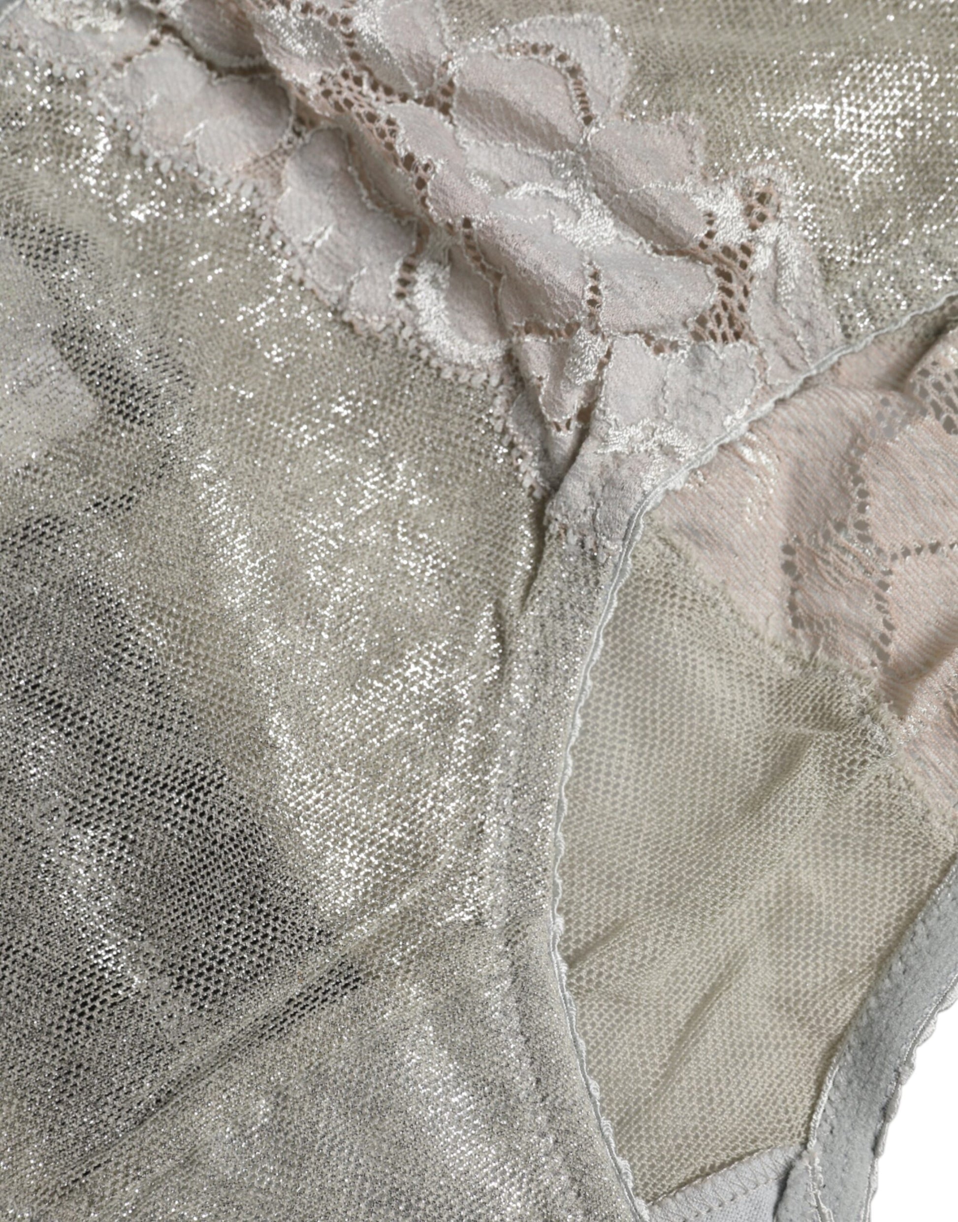 Dolce & Gabbana Gray Cotton Floral Lace High Waist Panty Underwear Dolce & Gabbana