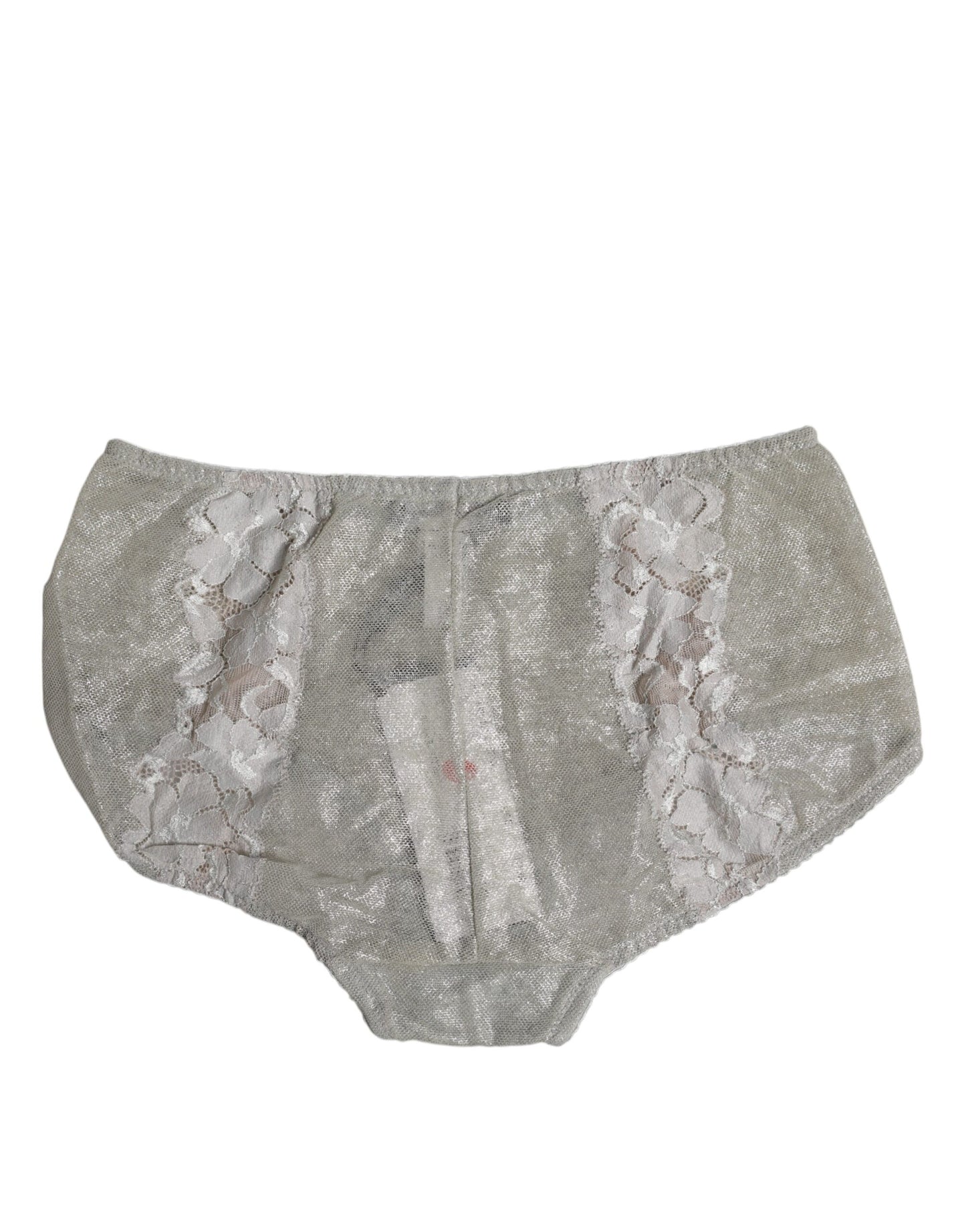Dolce & Gabbana Gray Cotton Floral Lace High Waist Panty Underwear Dolce & Gabbana