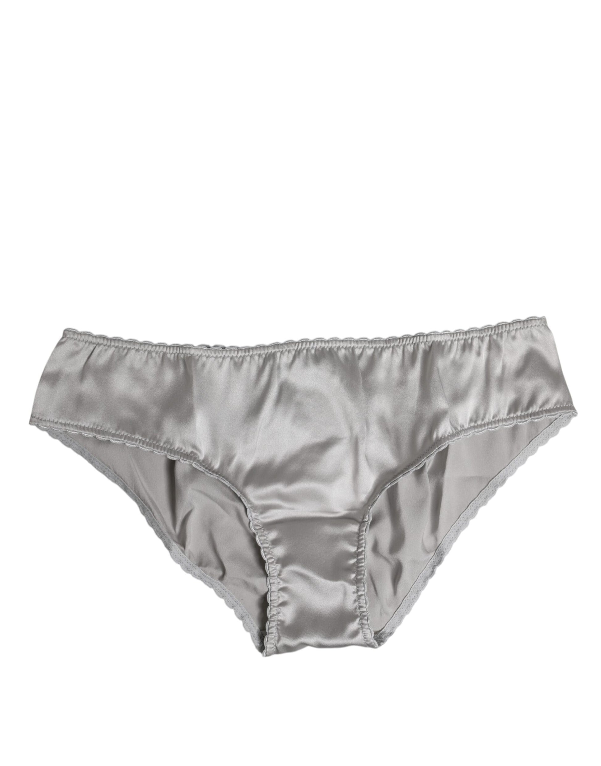 Dolce & Gabbana Gray Silk Stretch Bottom Low Waist Panty Underwear Dolce & Gabbana