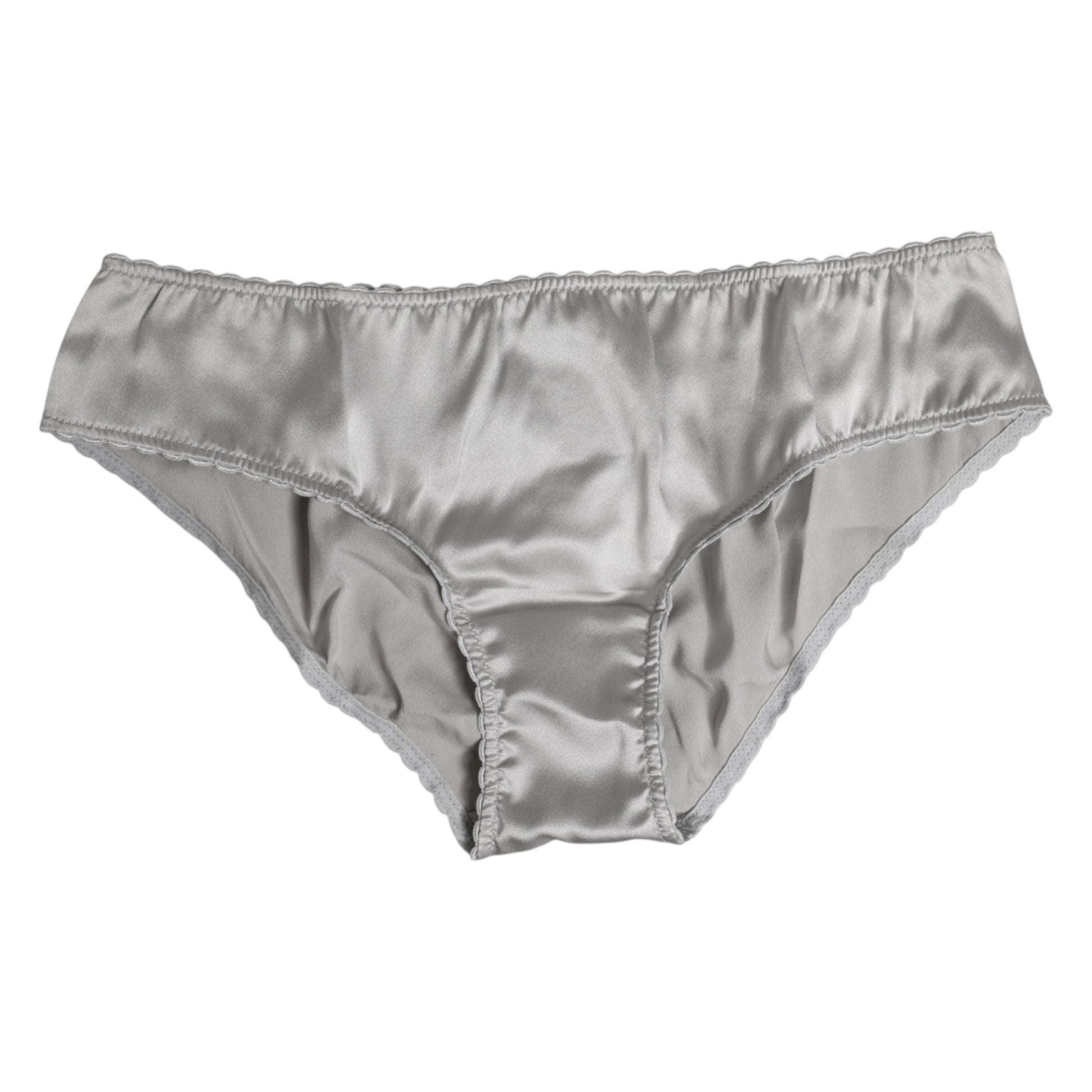 Dolce & Gabbana Gray Silk Stretch Bottom Low Waist Panty Underwear Dolce & Gabbana