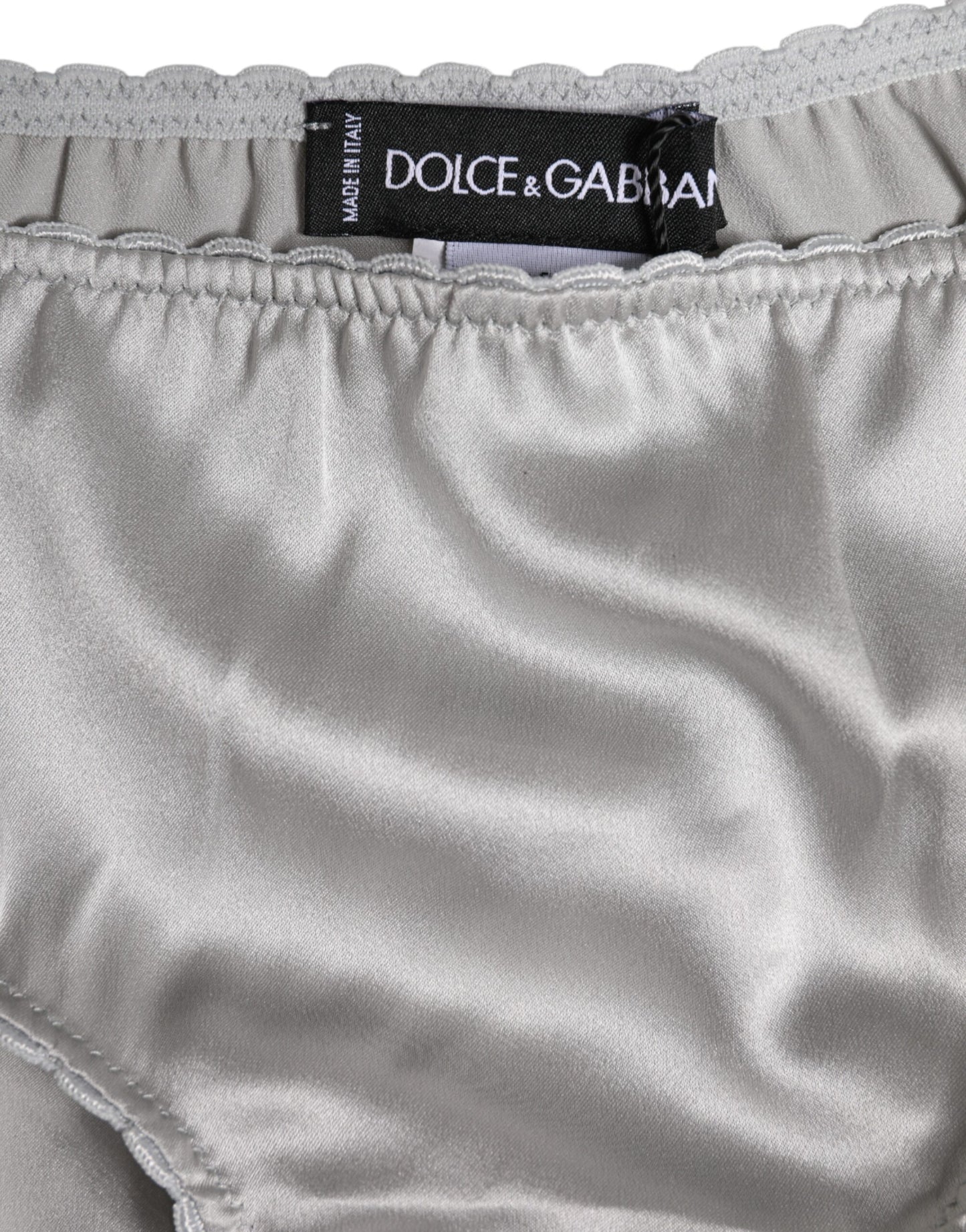 Dolce & Gabbana Gray Silk Stretch Bottom Low Waist Panty Underwear Dolce & Gabbana