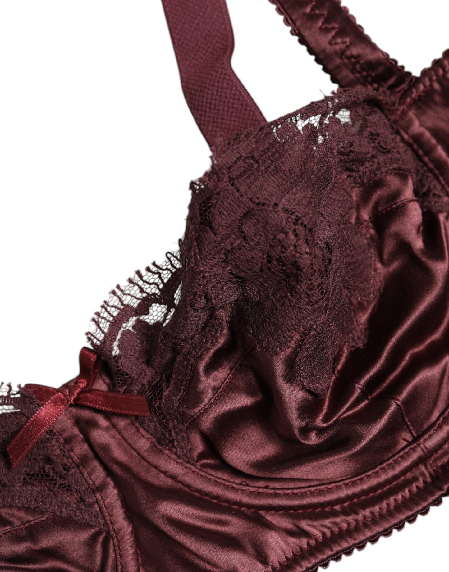 Dolce & Gabbana Burgundy Silk Underwired Balconette Bra Underwear Dolce & Gabbana