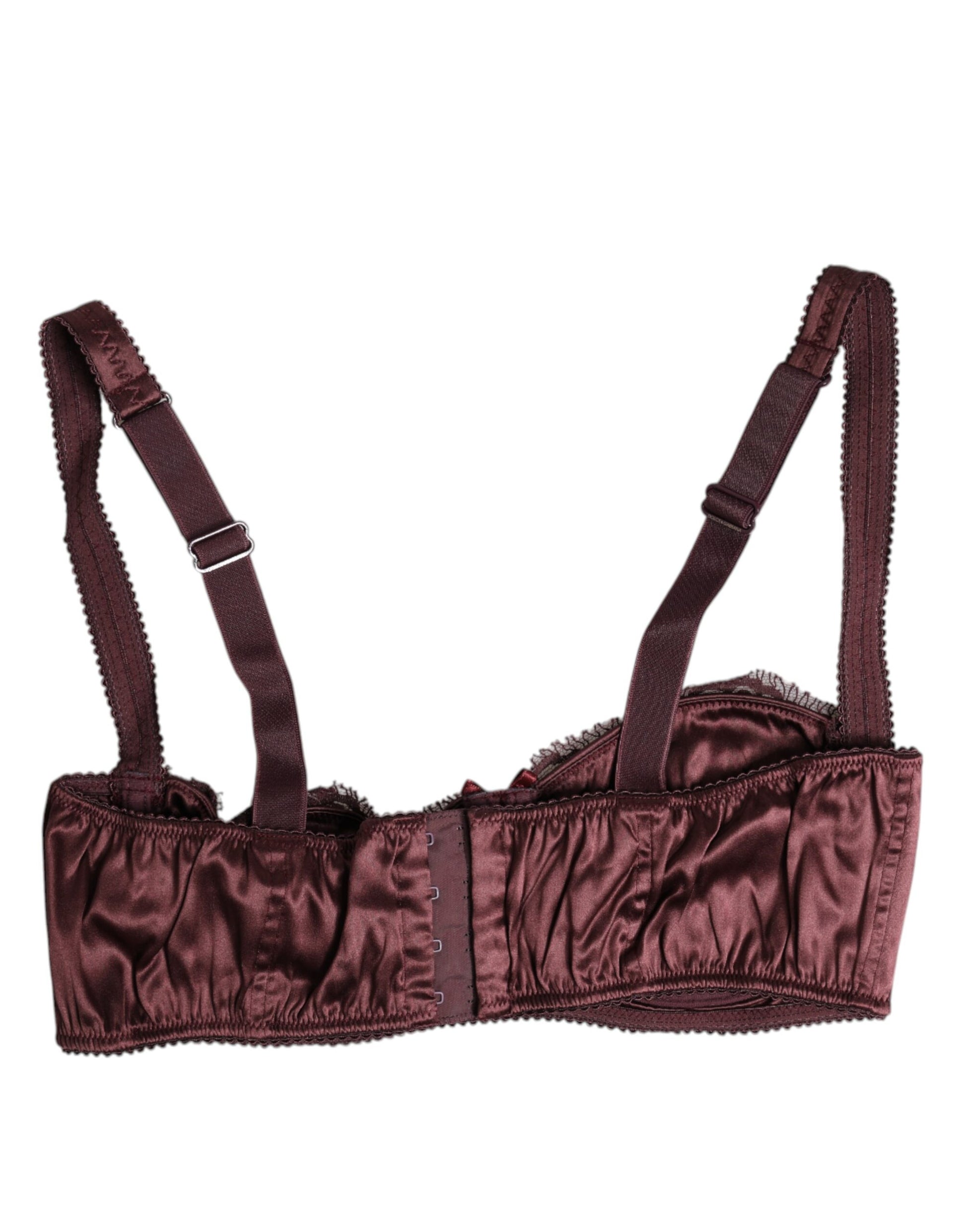 Dolce & Gabbana Burgundy Silk Underwired Balconette Bra Underwear Dolce & Gabbana