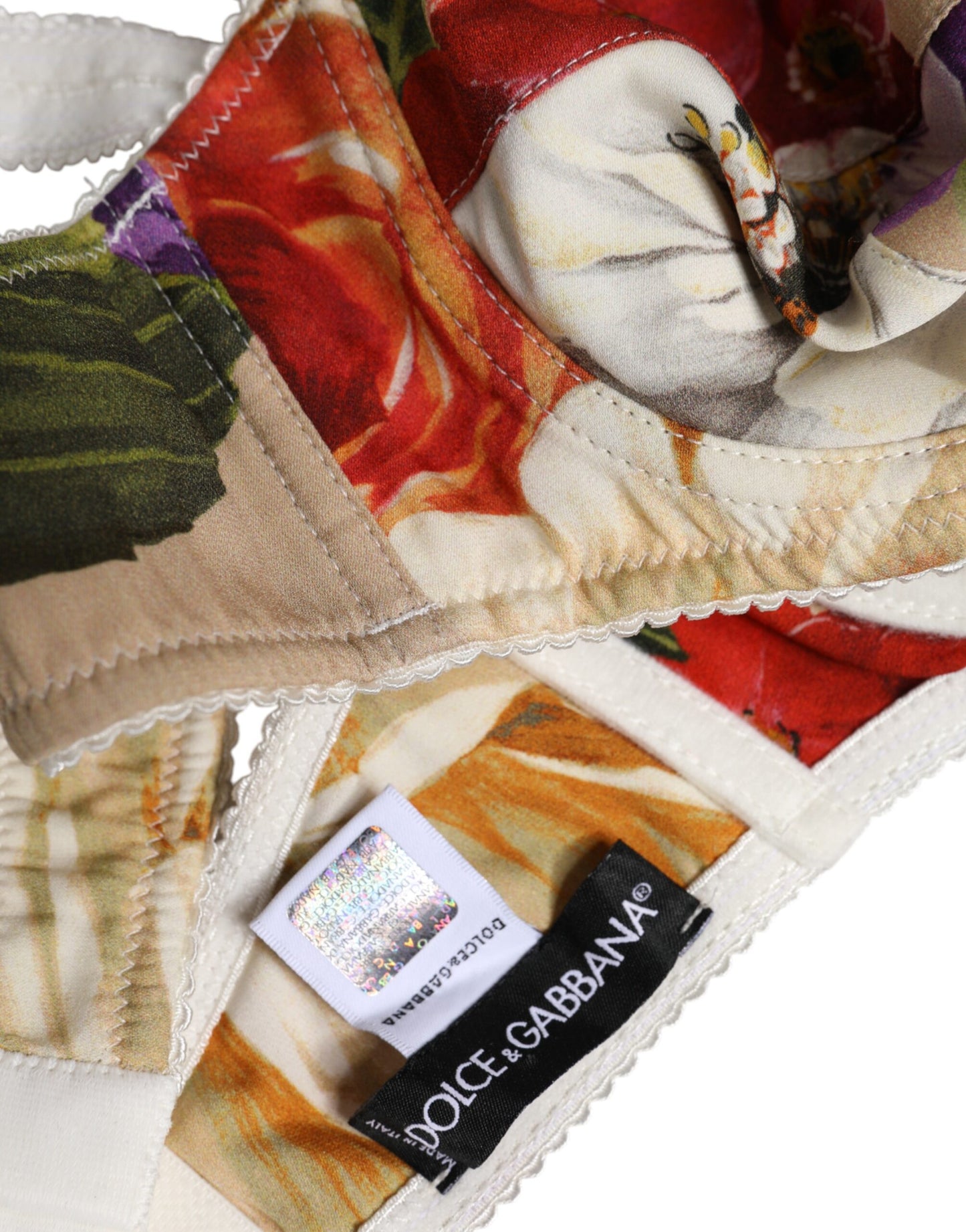 Dolce & Gabbana Beige Floral Balconcino Underwired Bra Underwear Dolce & Gabbana