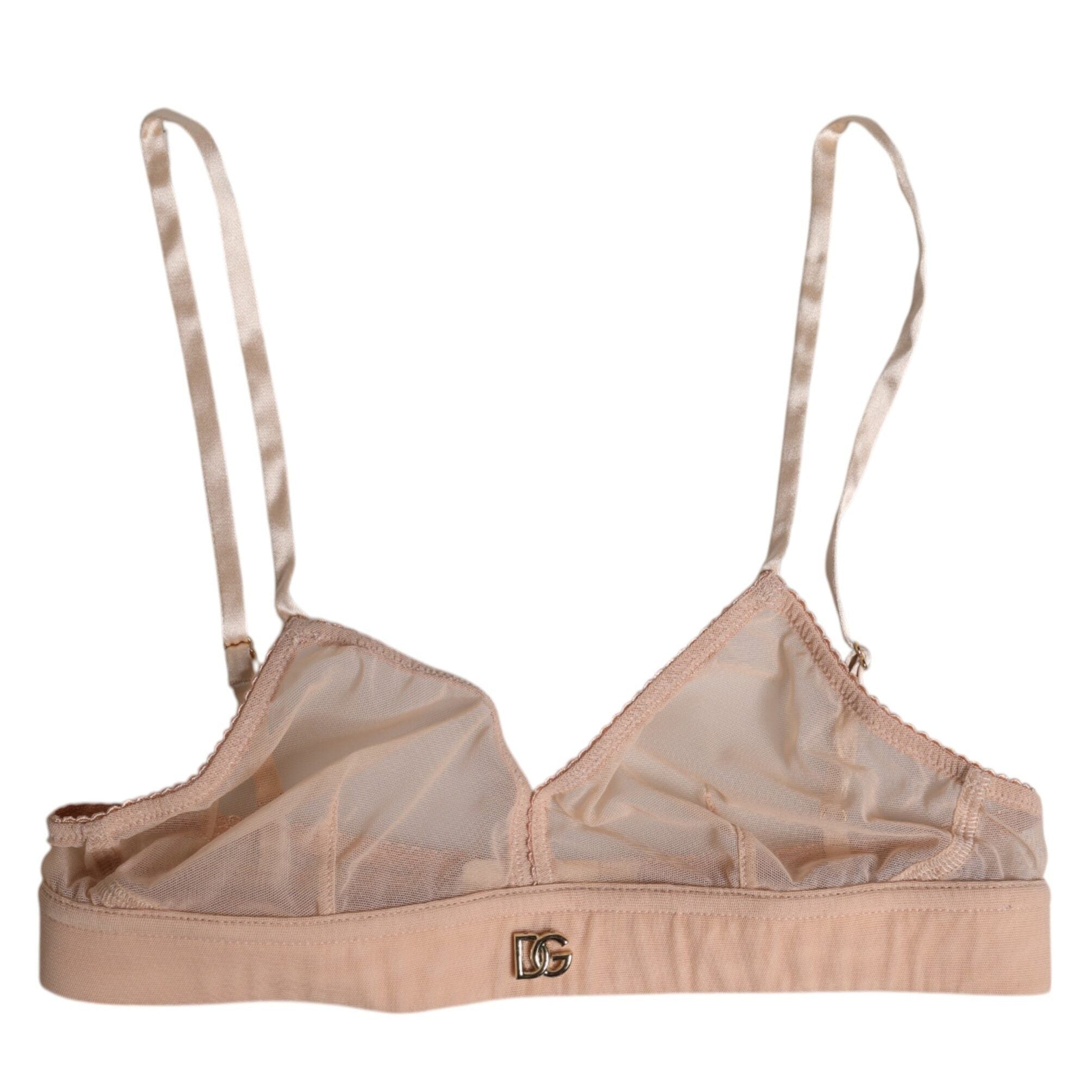 Dolce & Gabbana Powder Pink Nylon DG Logo Non Wire Bra Underwear
