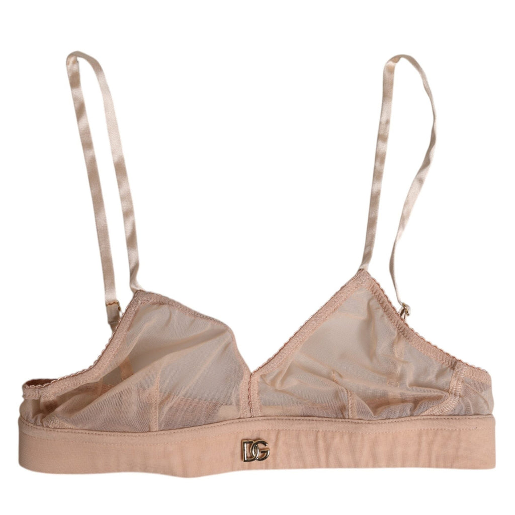 Dolce & Gabbana Powder Pink Nylon DG Logo Non Wire Bra Underwear