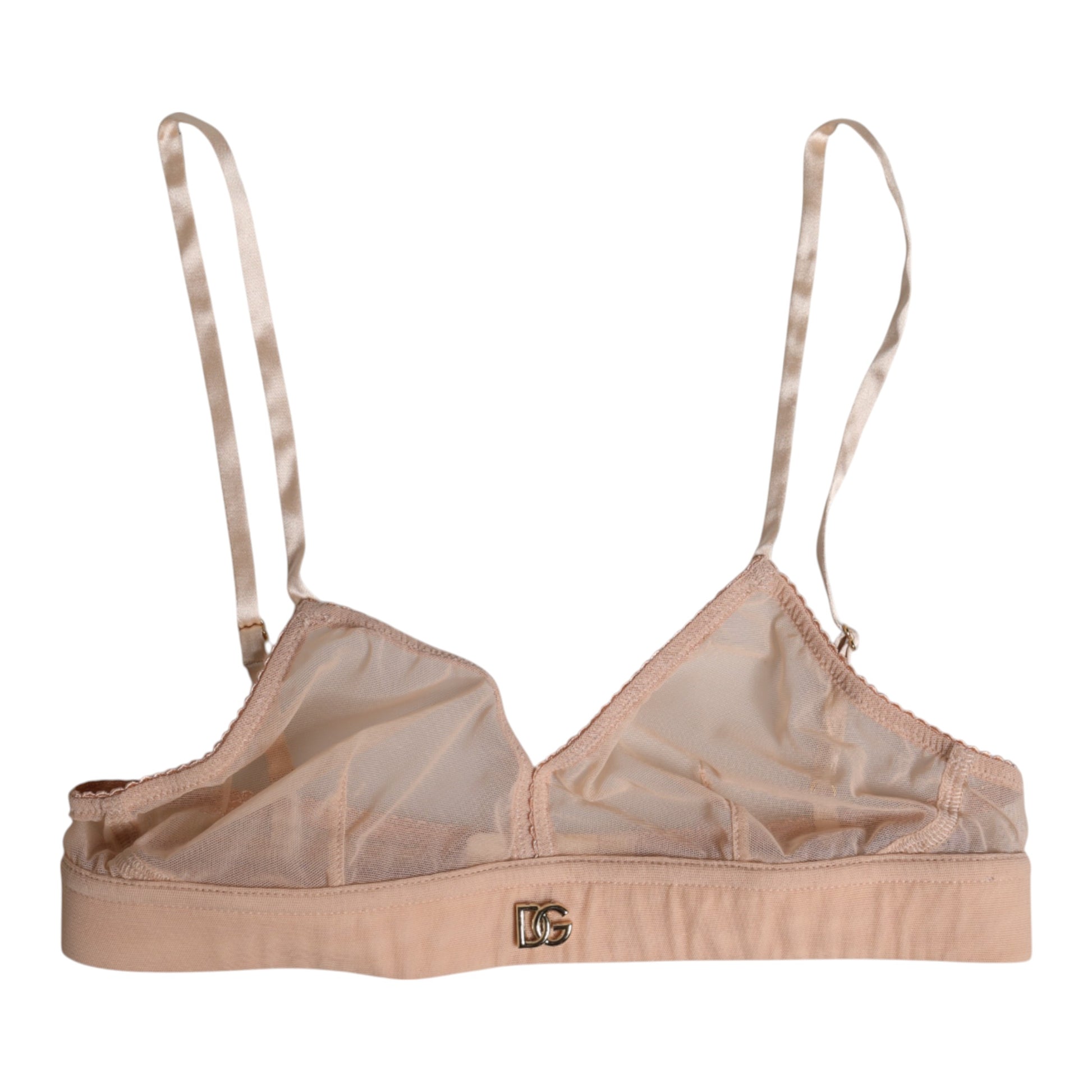 Dolce & Gabbana Powder Pink Nylon DG Logo Non Wire Bra Underwear Dolce & Gabbana