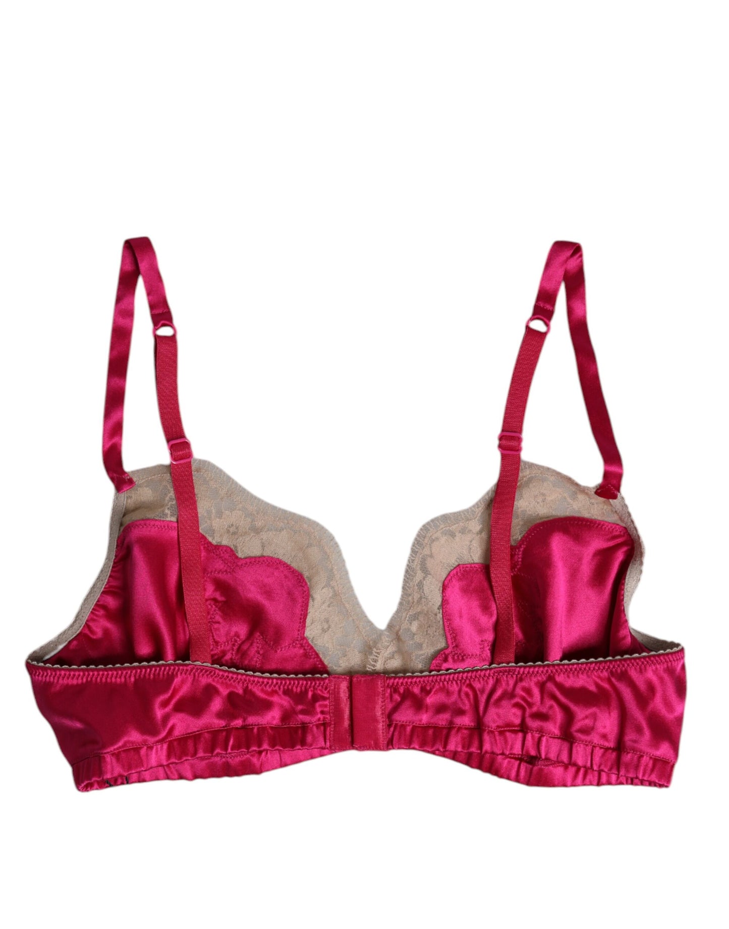 Dolce & Gabbana Magenta Floral Lace Silk Non Wire Bra Underwear Dolce & Gabbana