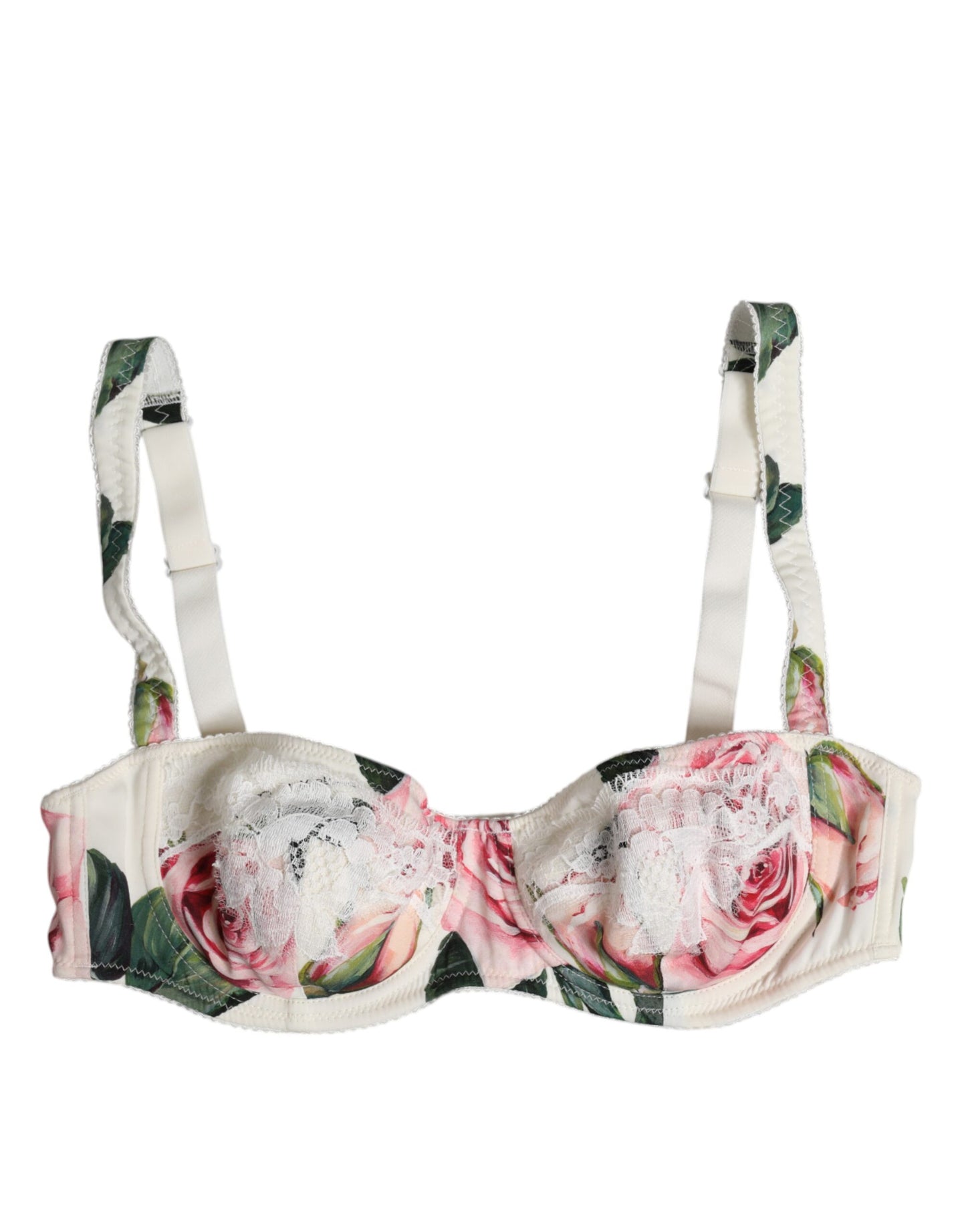 Dolce & Gabbana White Floral Balconette Underwired Bra Underwear