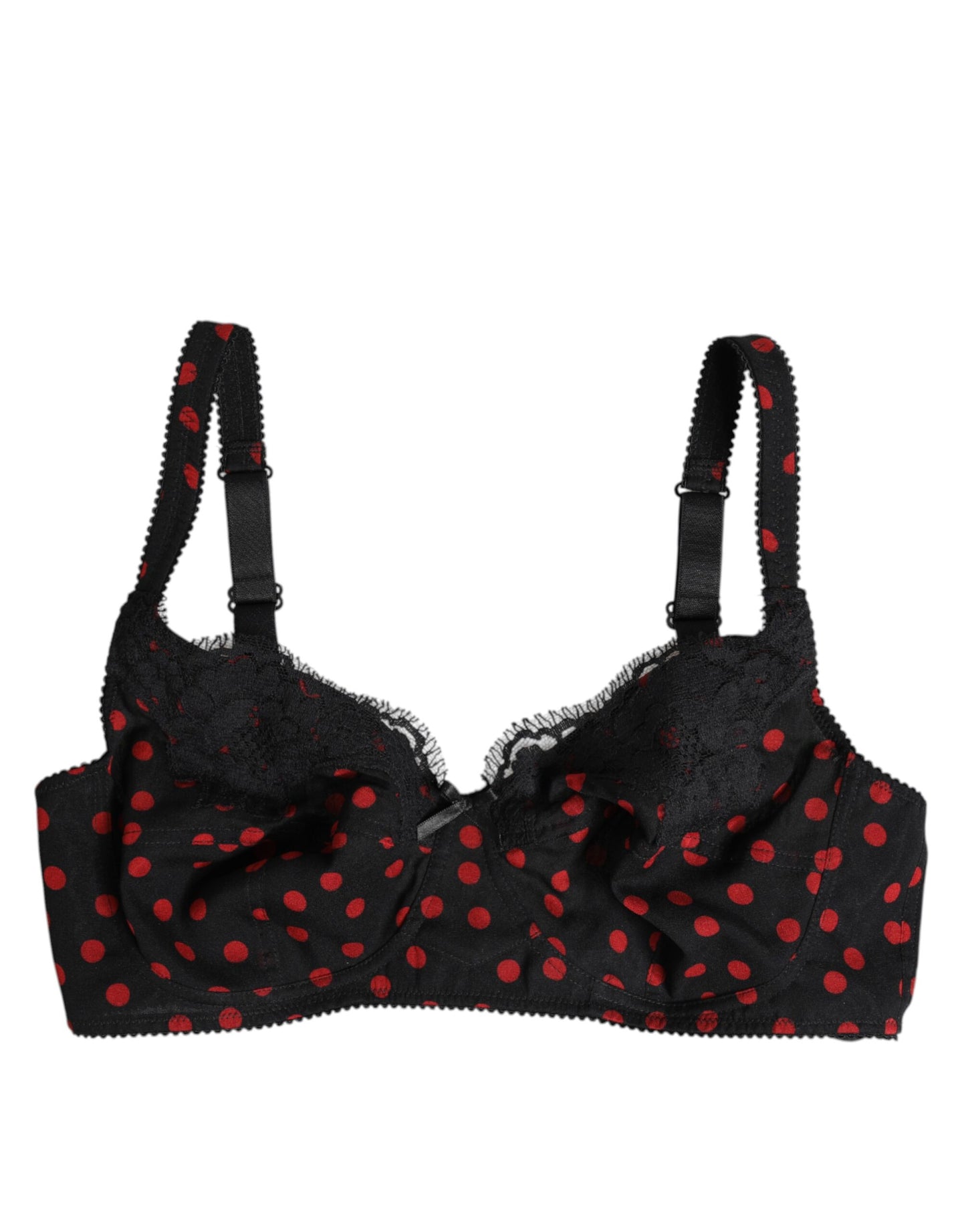 Dolce & Gabbana Black Red Polka Dot Underwired Balconette Underwear Dolce & Gabbana