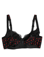 Dolce & Gabbana Black Red Polka Dot Underwired Balconette Underwear