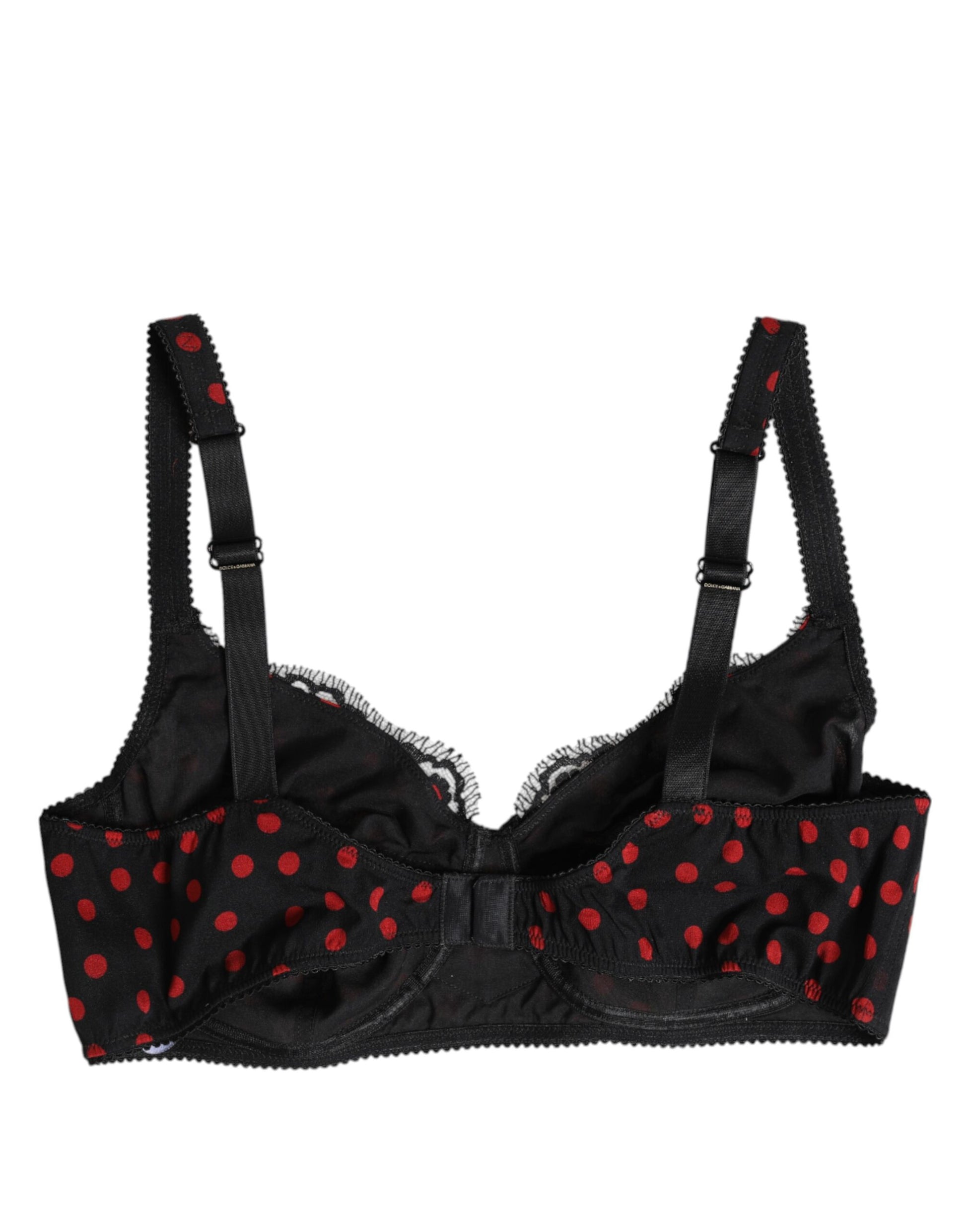 Dolce & Gabbana Black Red Polka Dot Underwired Balconette Underwear Dolce & Gabbana