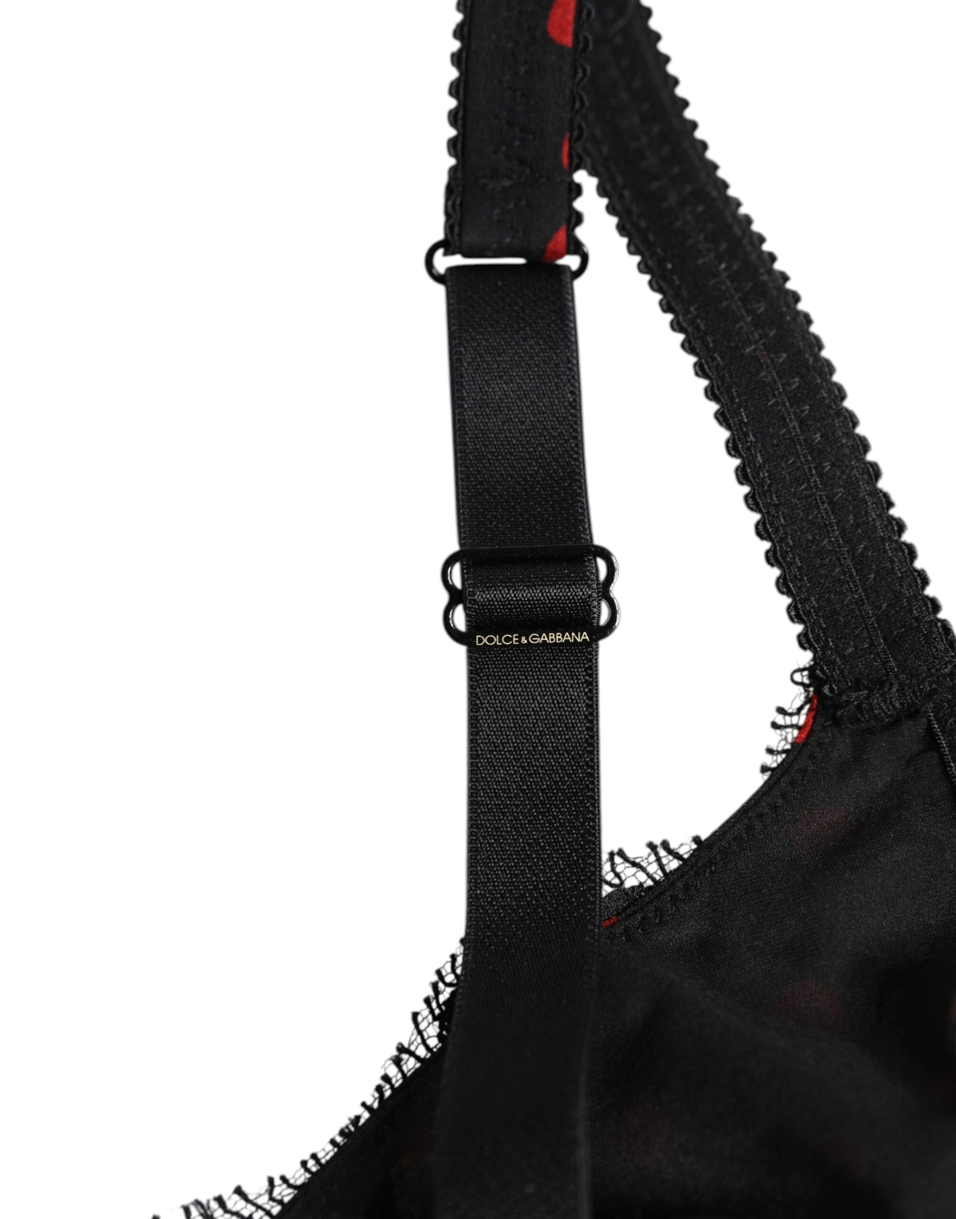 Dolce & Gabbana Black Red Polka Dot Underwired Balconette Underwear Dolce & Gabbana