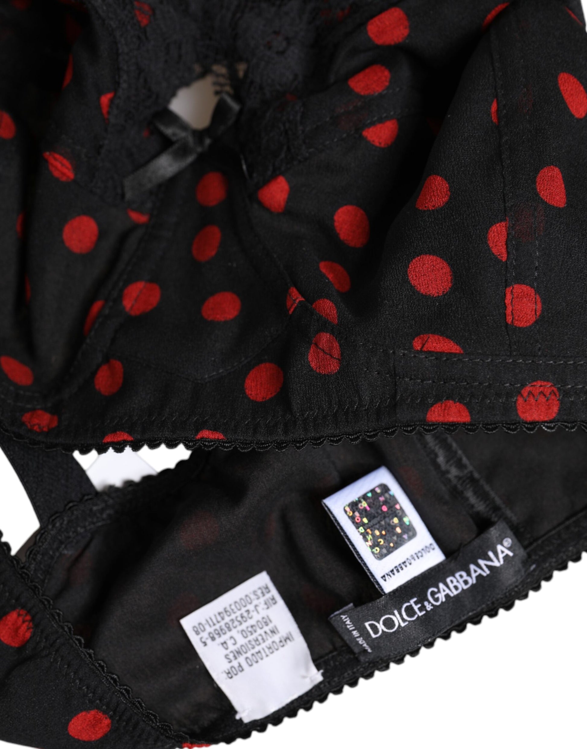 Dolce & Gabbana Black Red Polka Dot Underwired Balconette Underwear Dolce & Gabbana