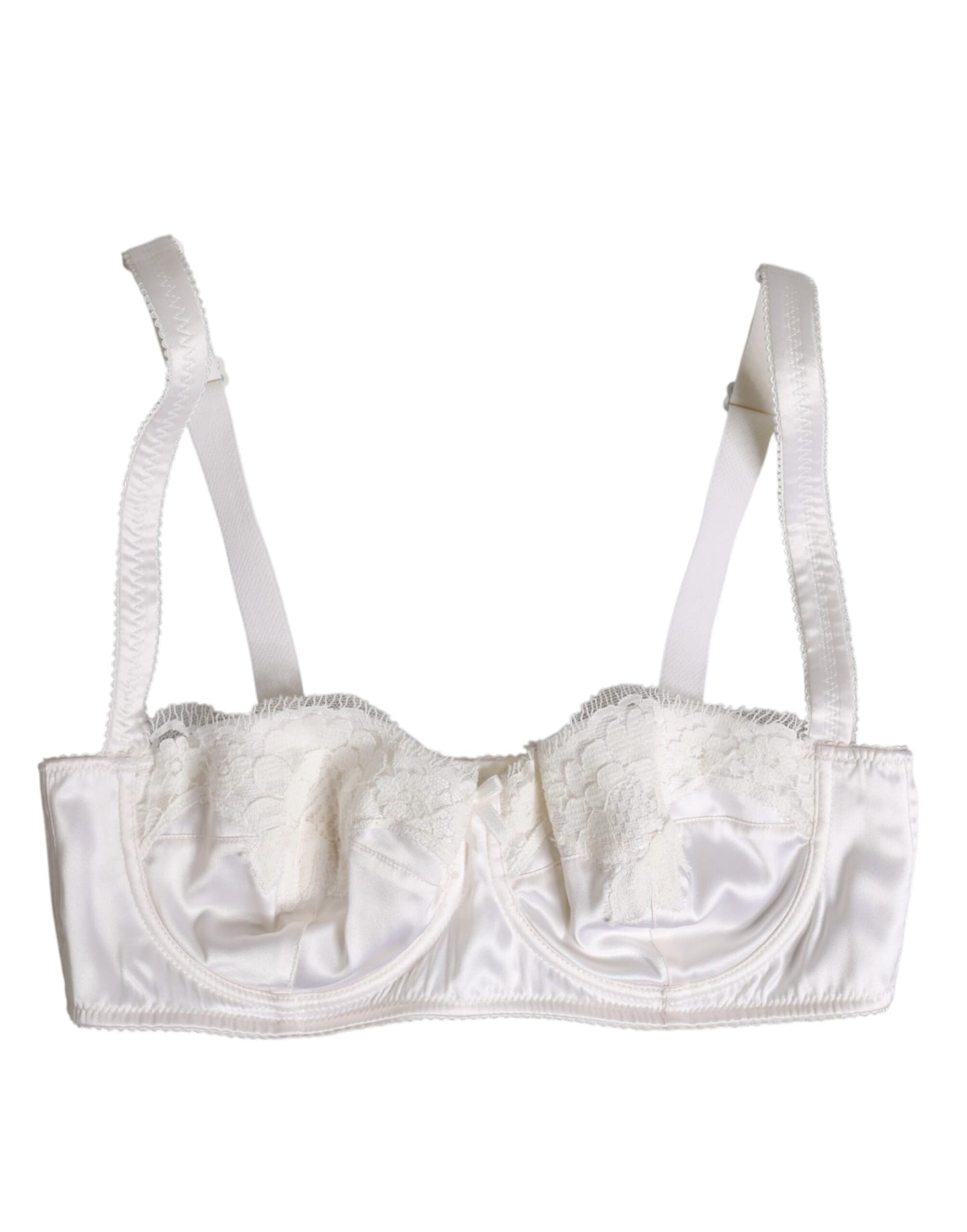 Dolce & Gabbana White Silk Underwired Balconette Bra Underwear Dolce & Gabbana