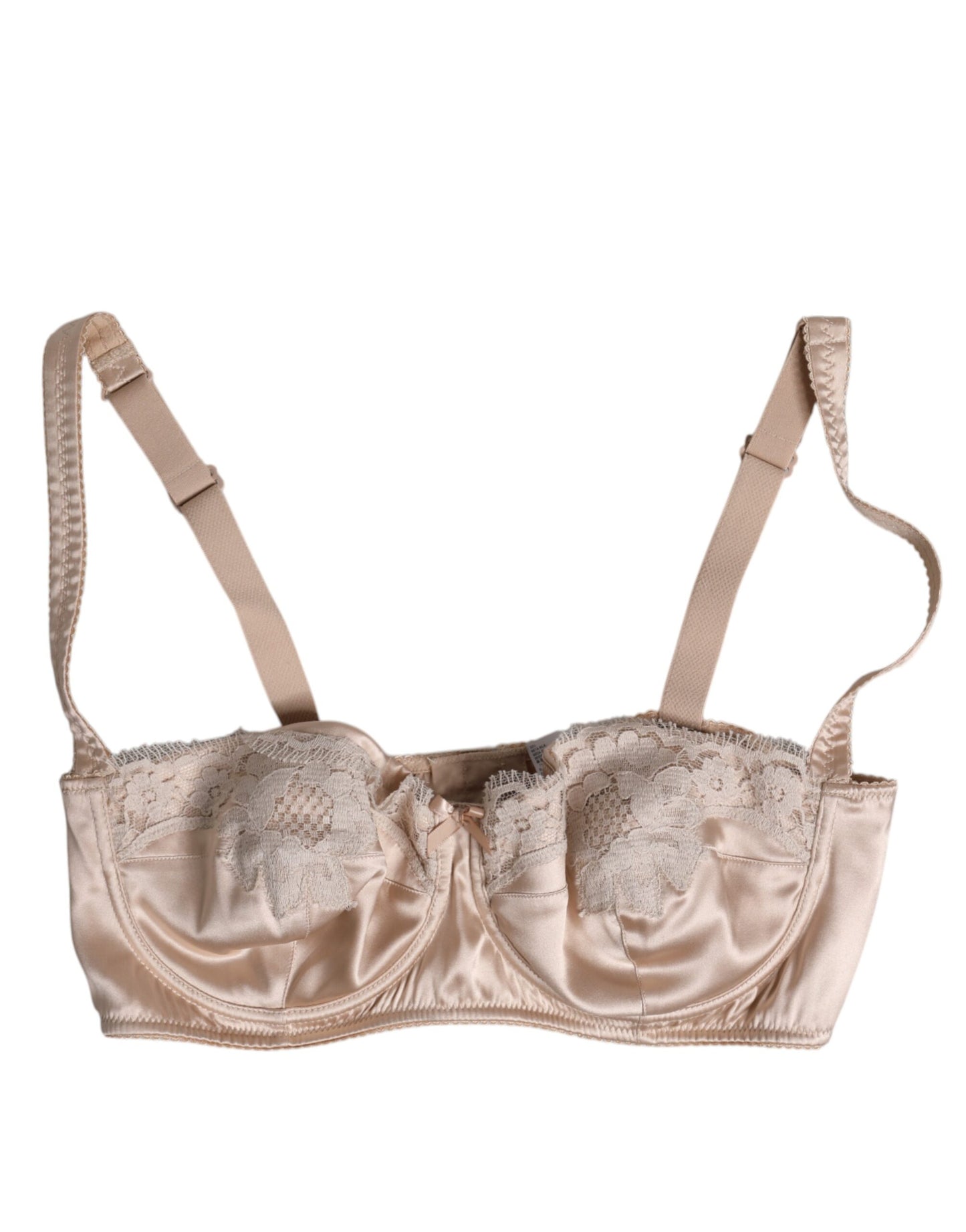Dolce & Gabbana Biege Silk Underwired Balconette Bra Underwear Dolce & Gabbana