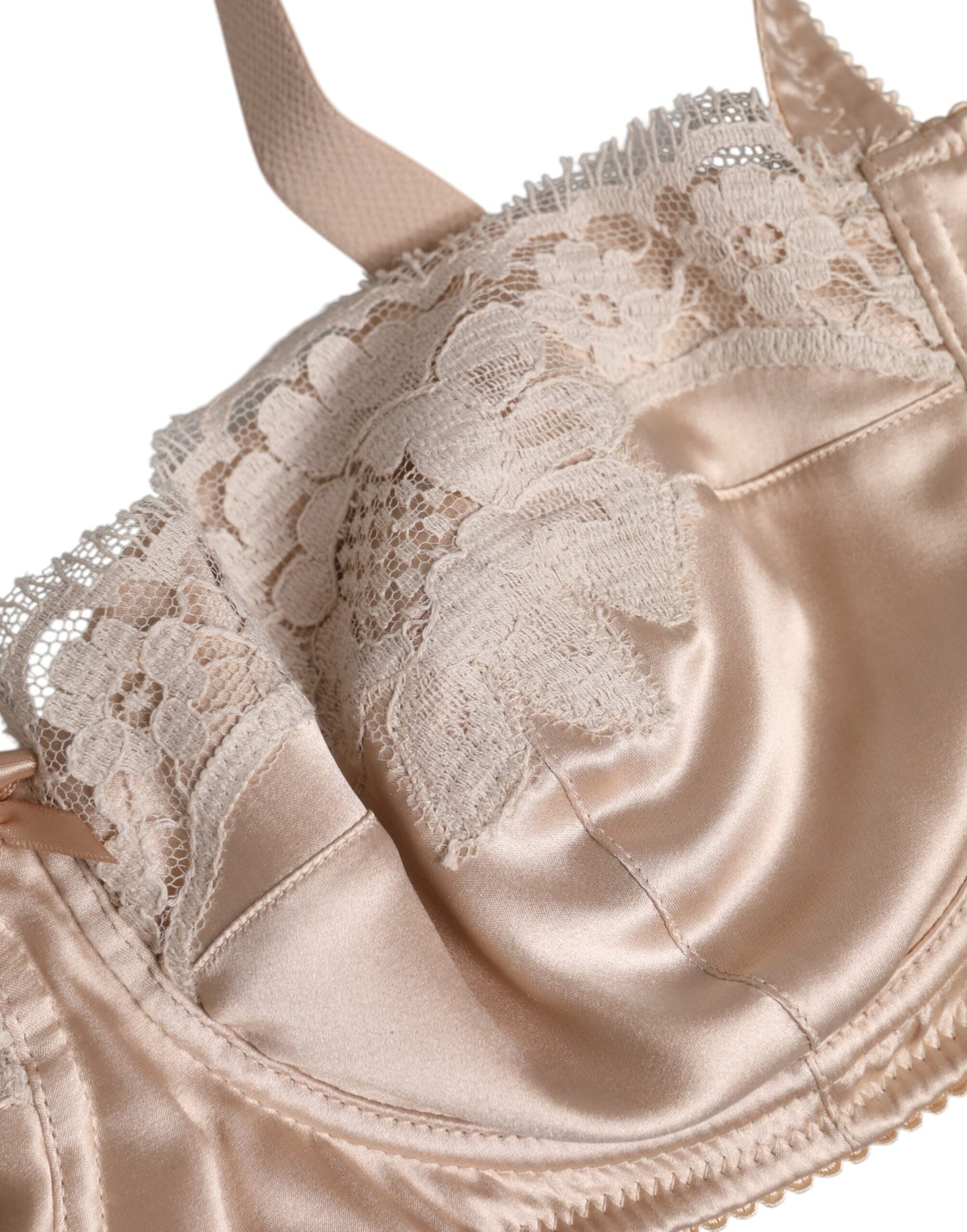 Dolce & Gabbana Biege Silk Underwired Balconette Bra Underwear Dolce & Gabbana