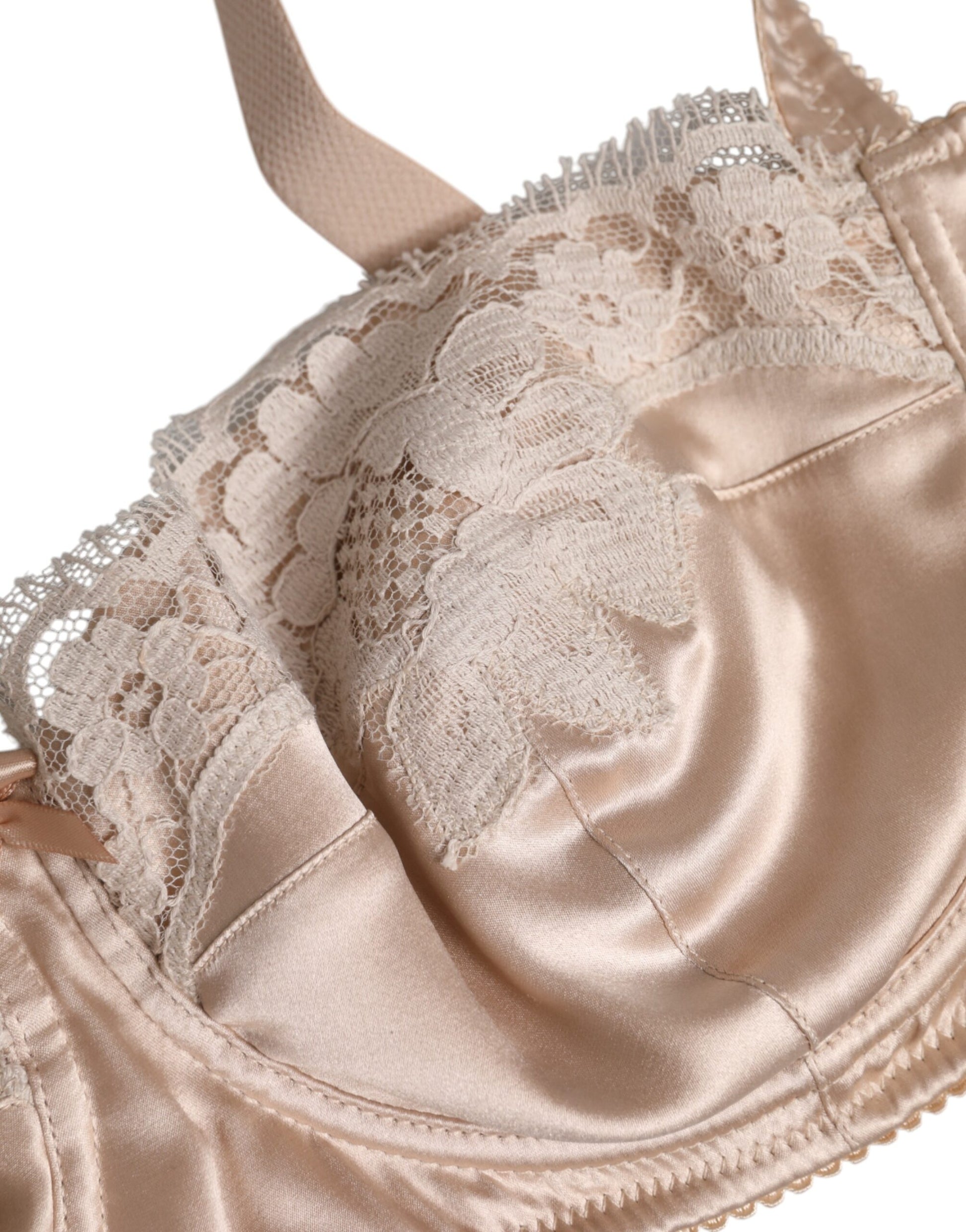 Dolce & Gabbana Biege Silk Underwired Balconette Bra Underwear Dolce & Gabbana