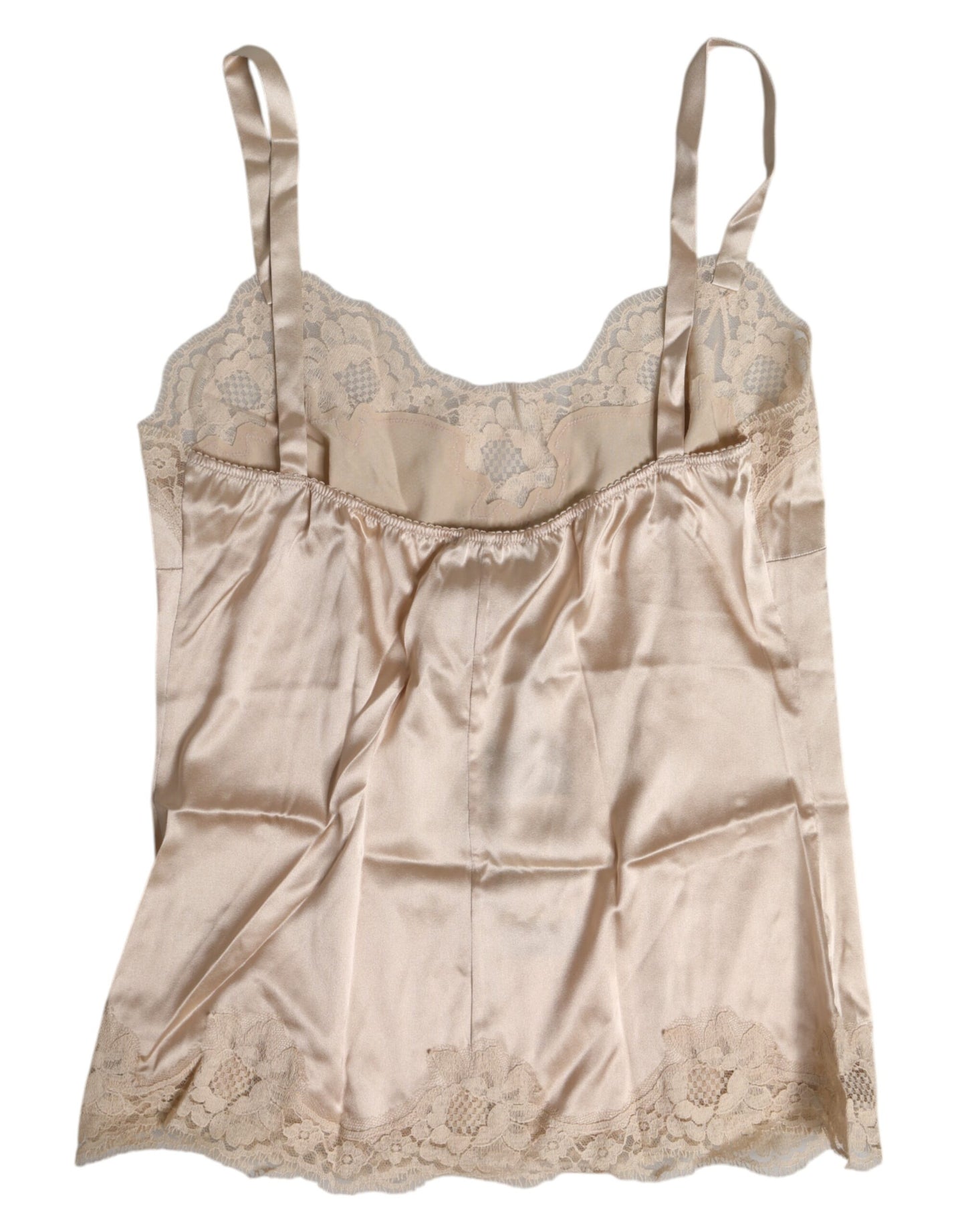 Dolce & Gabbana Beige Lace Silk Satin Tank Lingerie Underwear Dolce & Gabbana