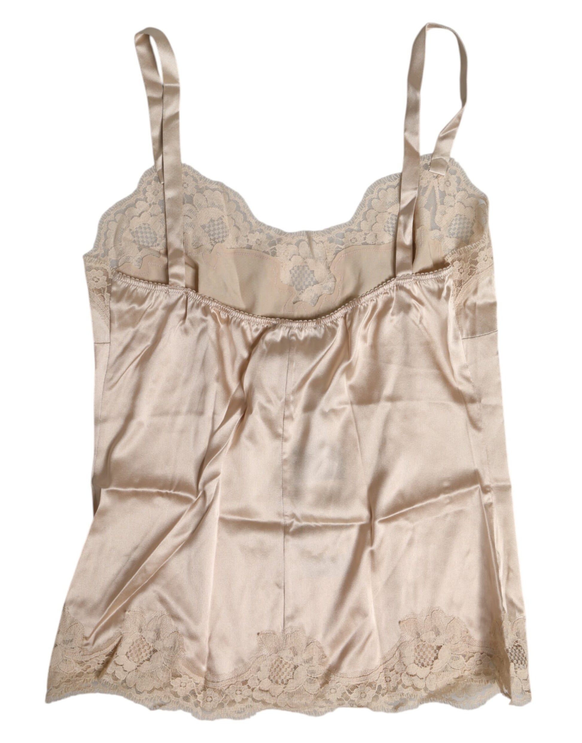 Dolce & Gabbana Beige Lace Silk Satin Tank Lingerie Underwear Dolce & Gabbana