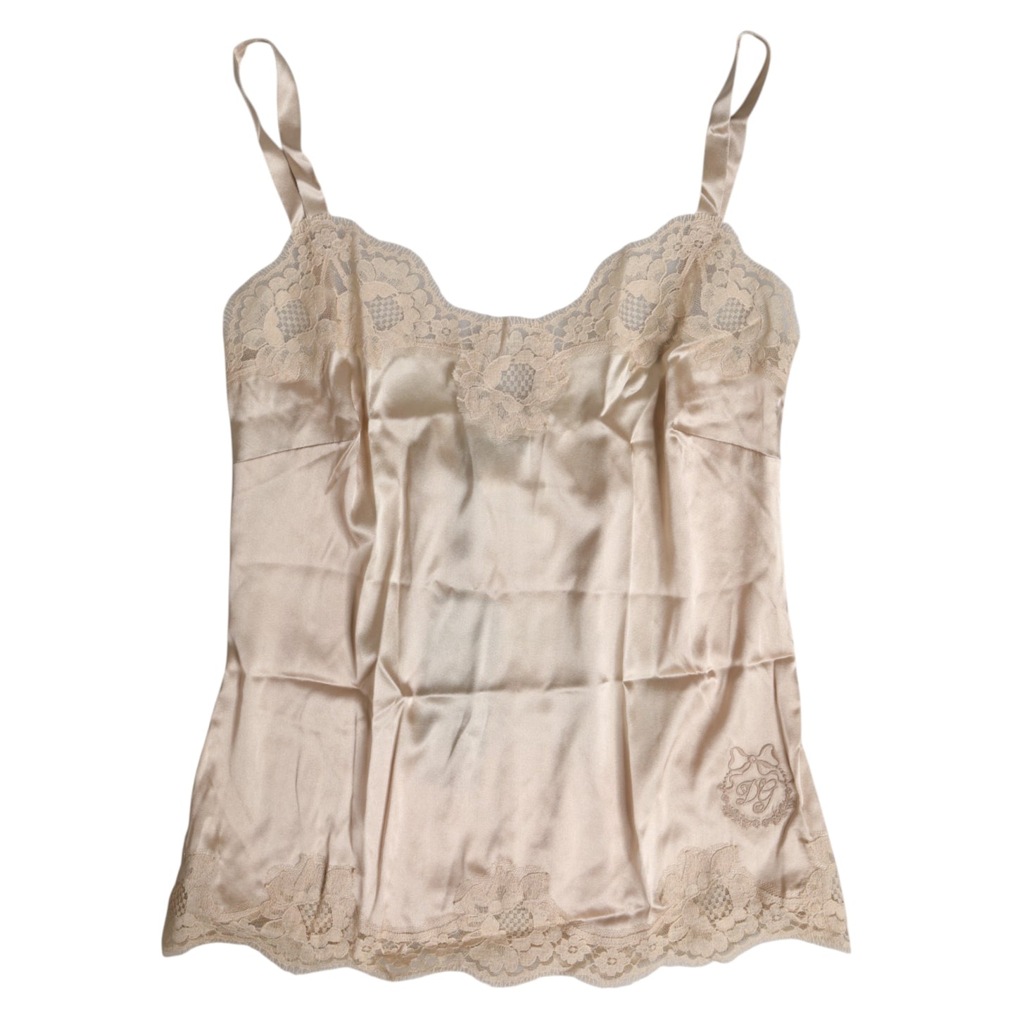 Dolce & Gabbana Beige Lace Silk Satin Tank Lingerie Underwear Dolce & Gabbana