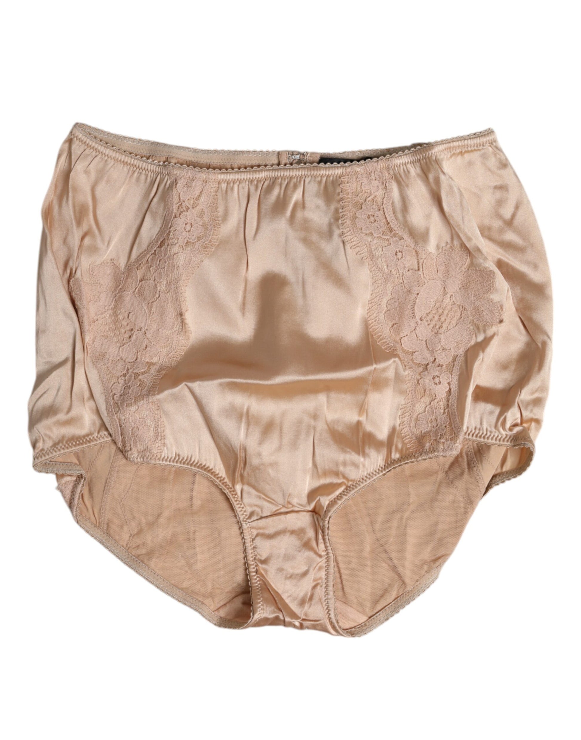 Dolce & Gabbana Beige Silk Lace High Waist Bikini Panty Underwear Dolce & Gabbana