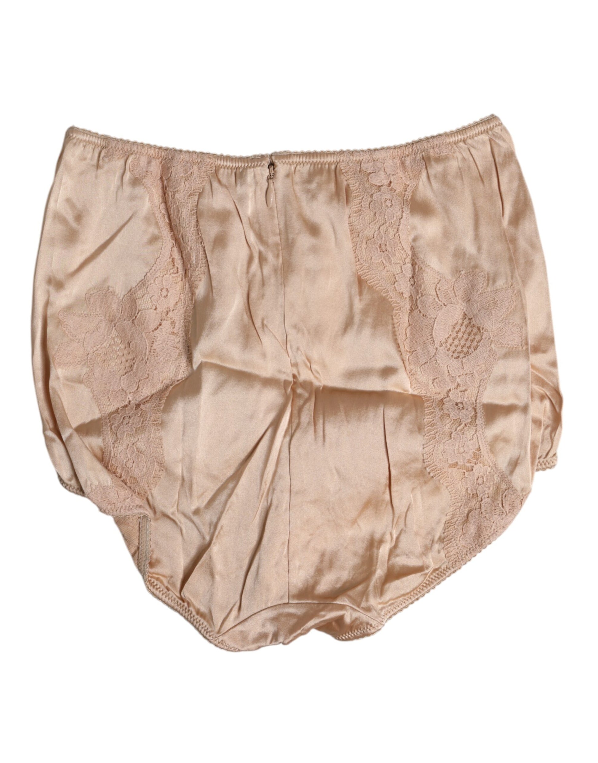 Dolce & Gabbana Beige Silk Lace High Waist Bikini Panty Underwear Dolce & Gabbana