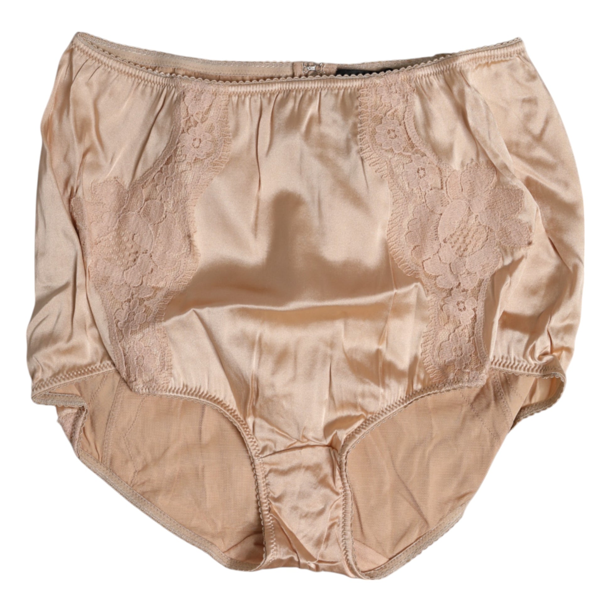 Dolce & Gabbana Beige Silk Lace High Waist Bikini Panty Underwear Dolce & Gabbana