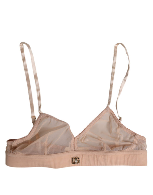 Dolce & Gabbana Powder Pink Nylon DG Logo Non Wire Bra Underwear Dolce & Gabbana