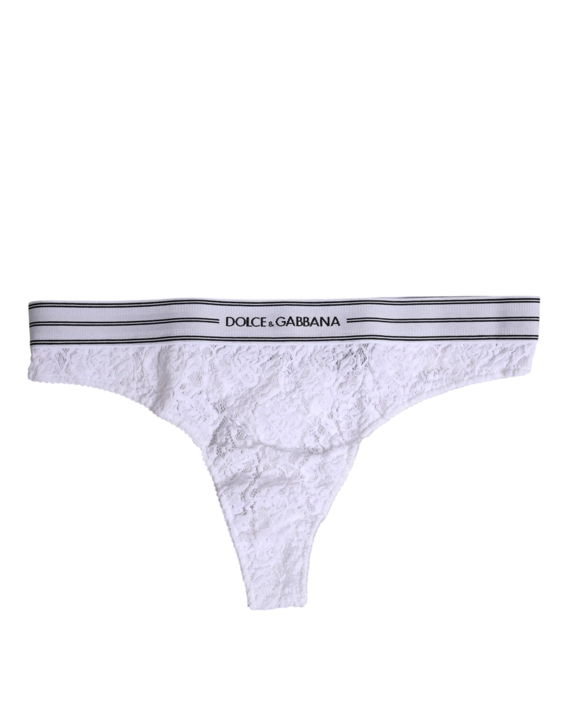 Dolce & Gabbana White Nylon Floral Lace Bottom Panty Underwear Dolce & Gabbana
