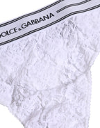 Dolce & Gabbana White Nylon Floral Lace Bottom Panty Underwear