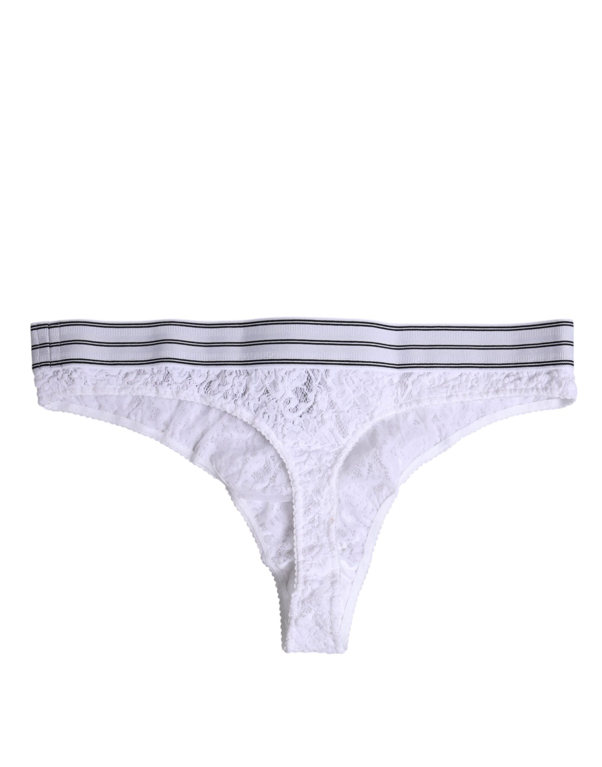 Dolce & Gabbana White Nylon Floral Lace Bottom Panty Underwear Dolce & Gabbana