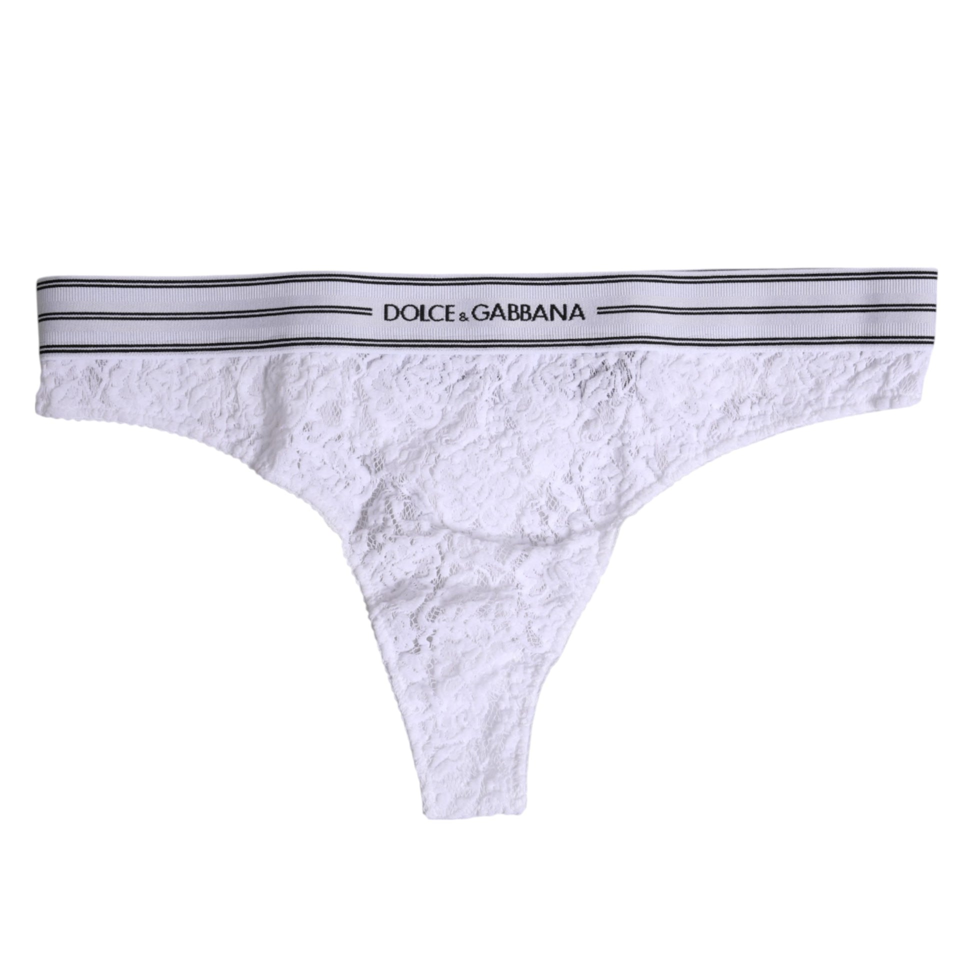 Dolce & Gabbana White Nylon Floral Lace Bottom Panty Underwear Dolce & Gabbana