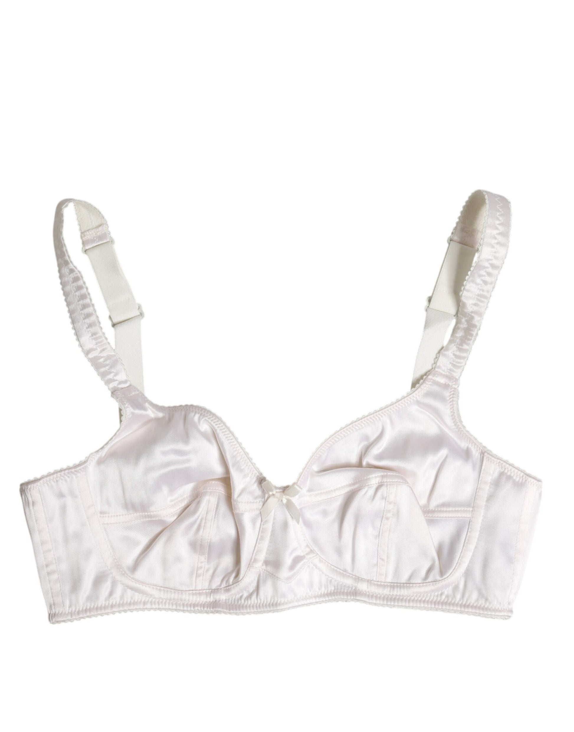 Dolce & Gabbana White Silk Balconette Non Wire Bra Underwear Dolce & Gabbana