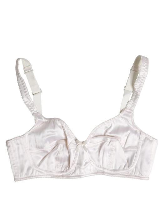 Dolce & Gabbana White Silk Balconette Non Wire Bra Underwear Dolce & Gabbana